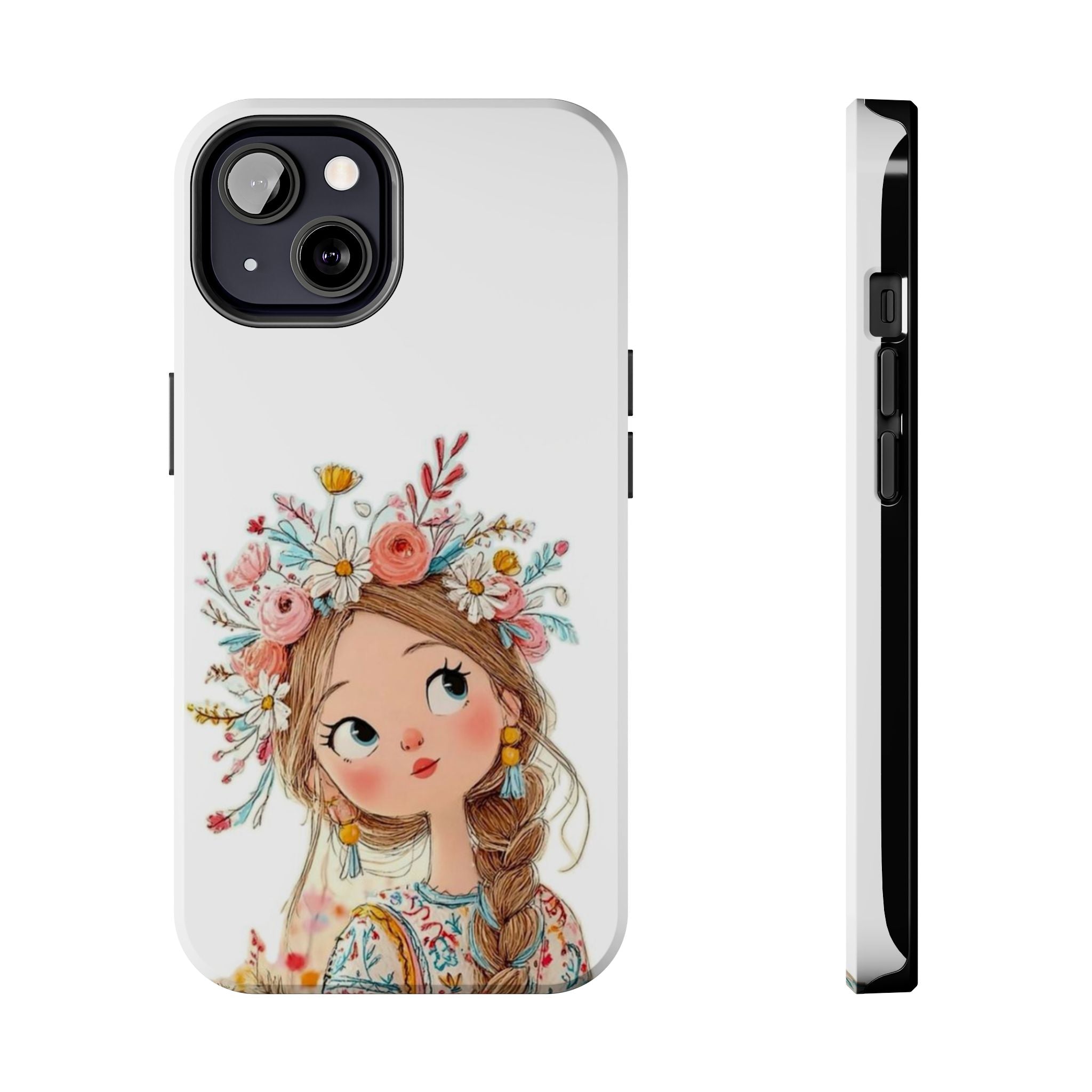 Floral Boho Girl Tough Phone Case — Cute Flower Crown Protection