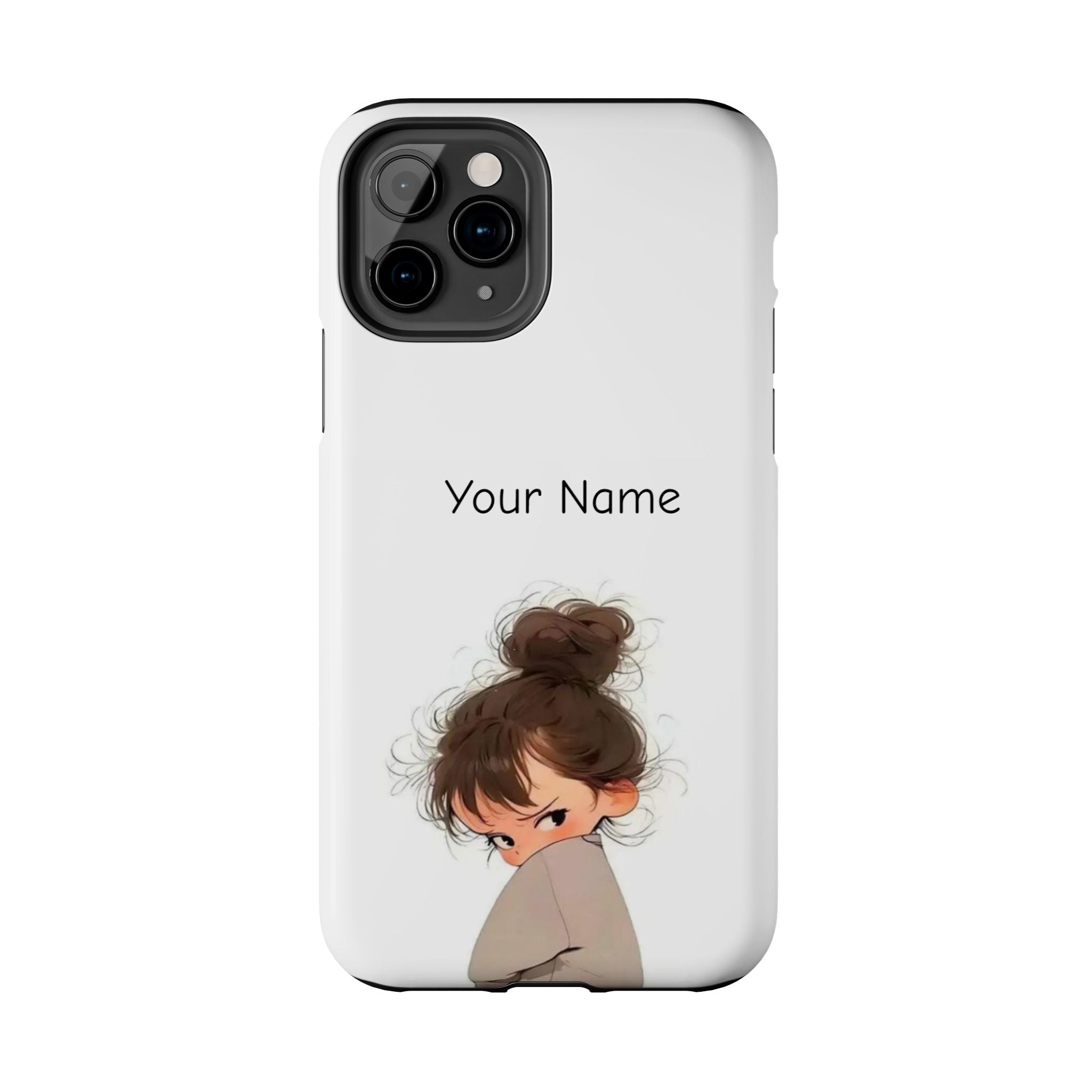 Personalized Cute Girl Tough Phone Case — Custom Name Protective iPhone Case
