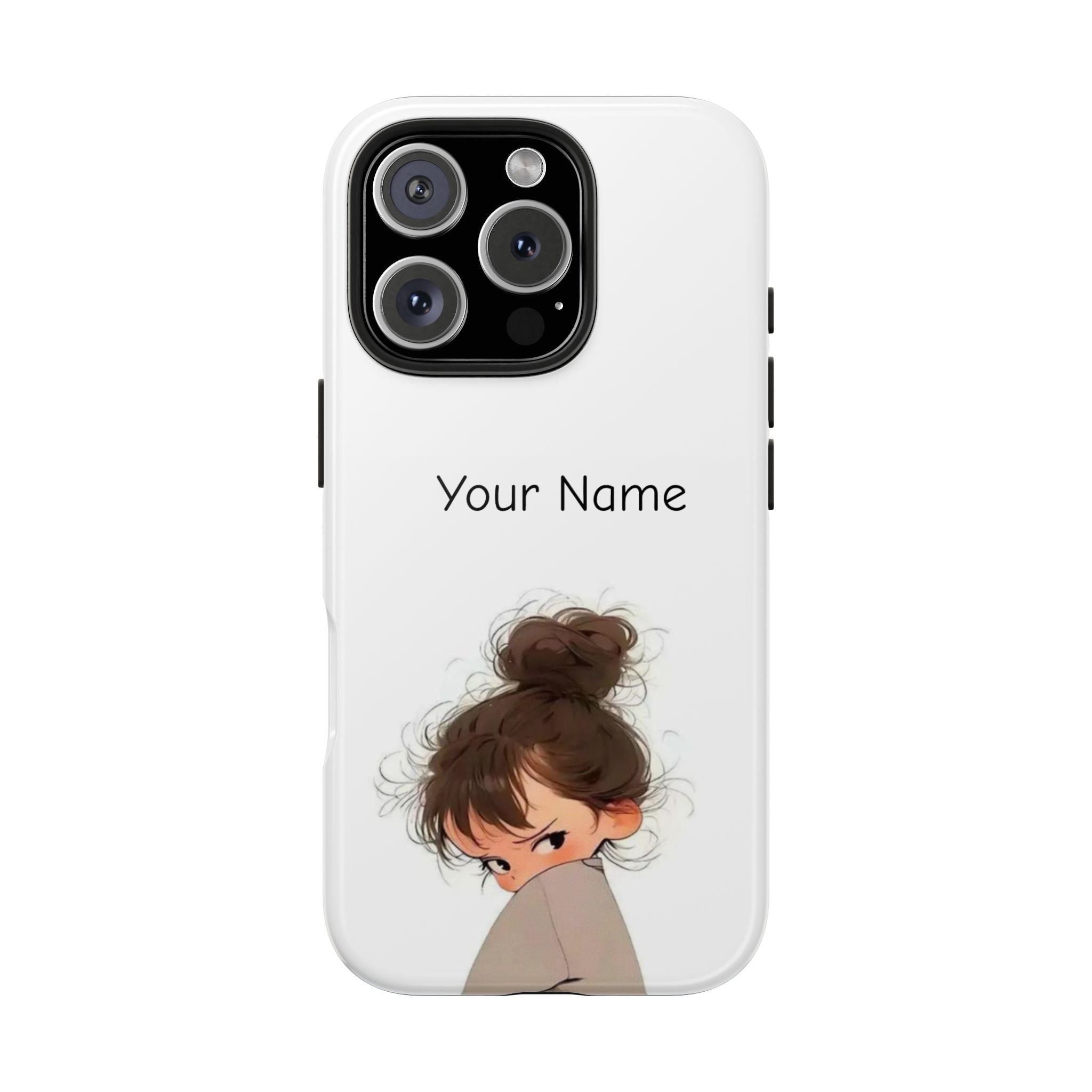 Personalized Cute Girl Tough Phone Case — Custom Name Protective iPhone Case