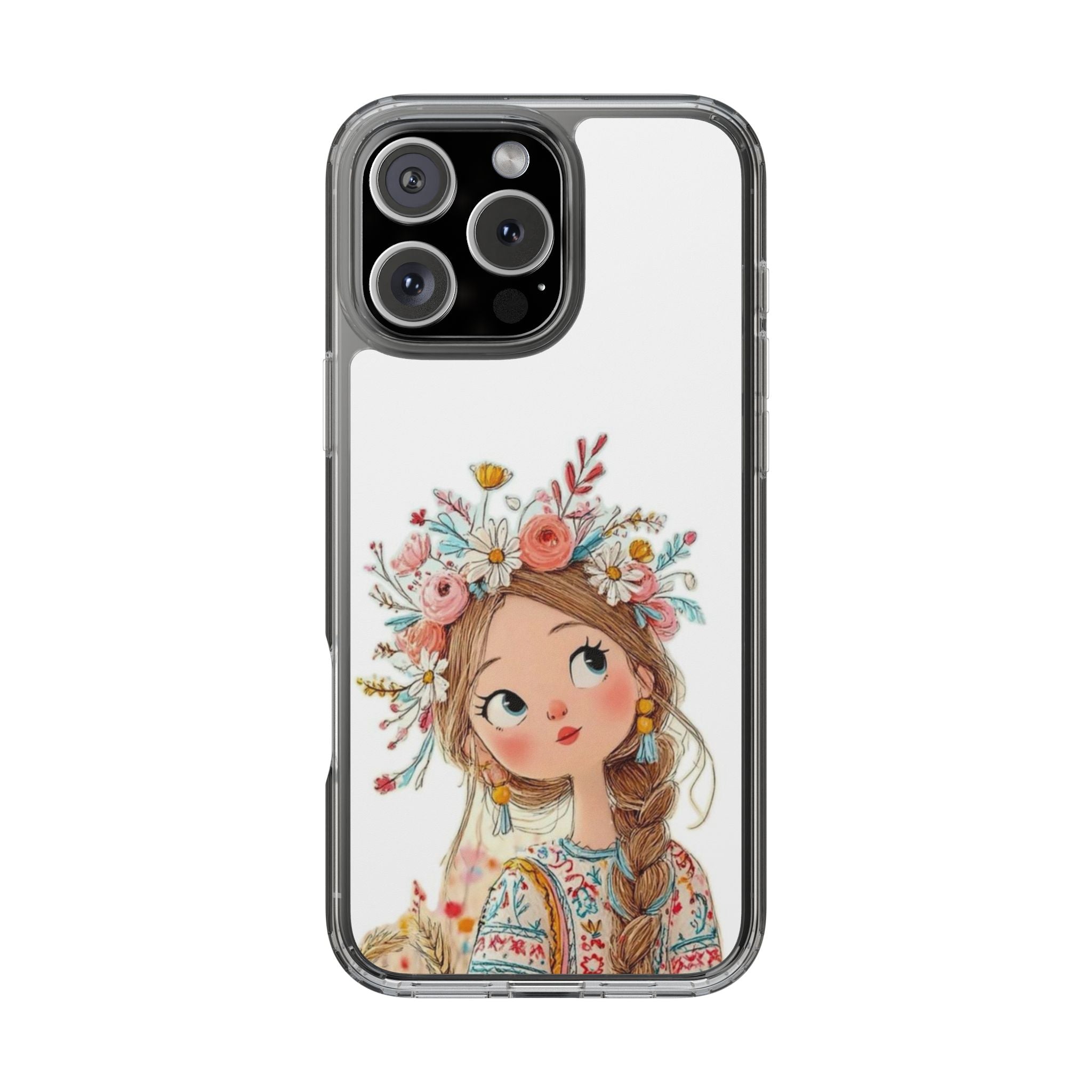 Floral Crown Girl Clear Phone Case