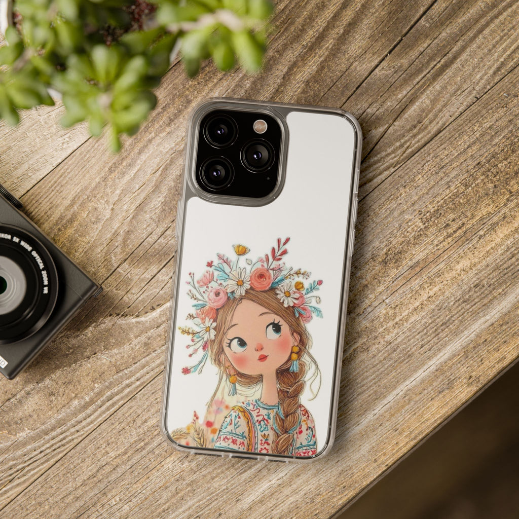 Floral Crown Girl Clear Phone Case