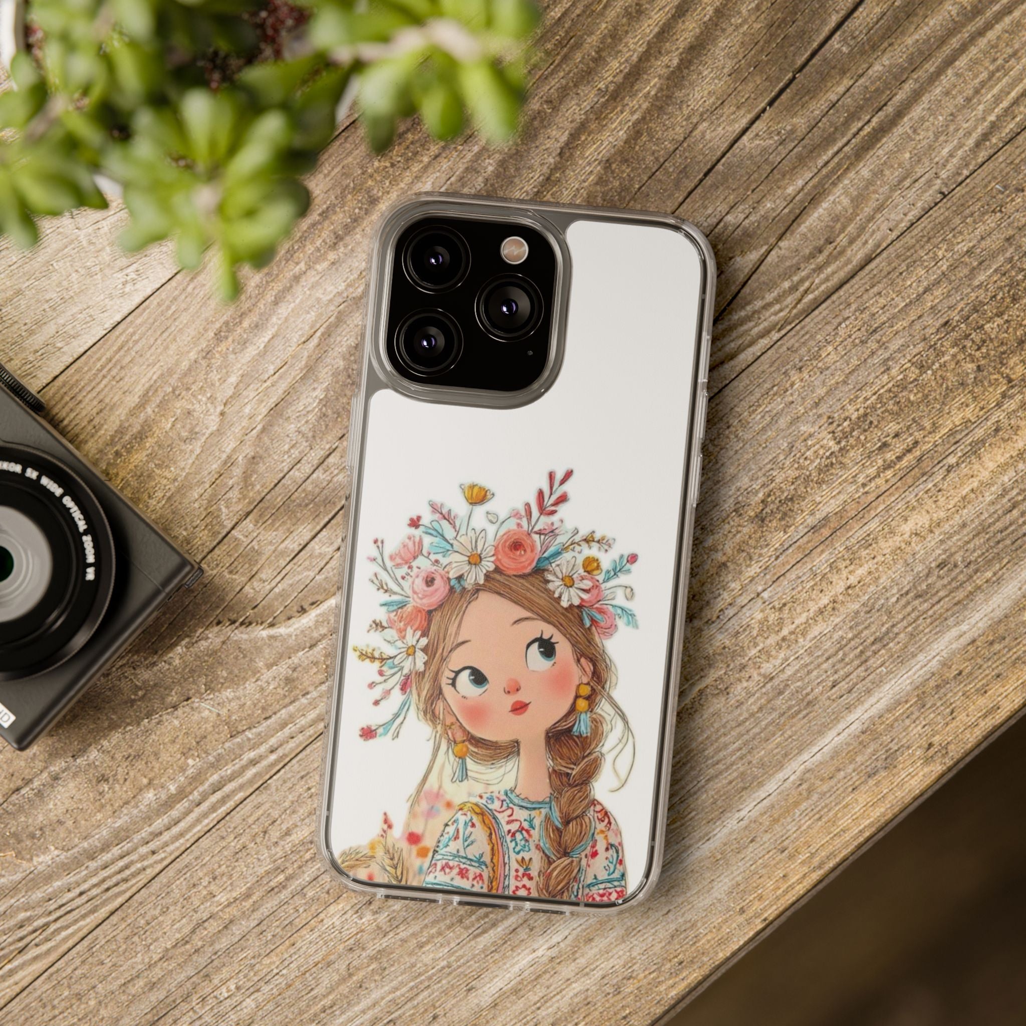 Floral Crown Girl Clear Phone Case