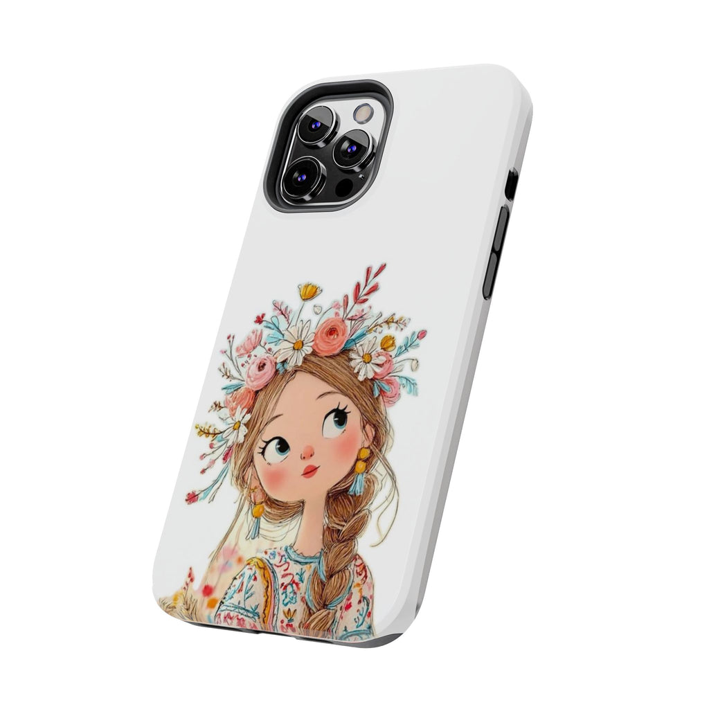 Floral Boho Girl Tough Phone Case — Cute Flower Crown Protection