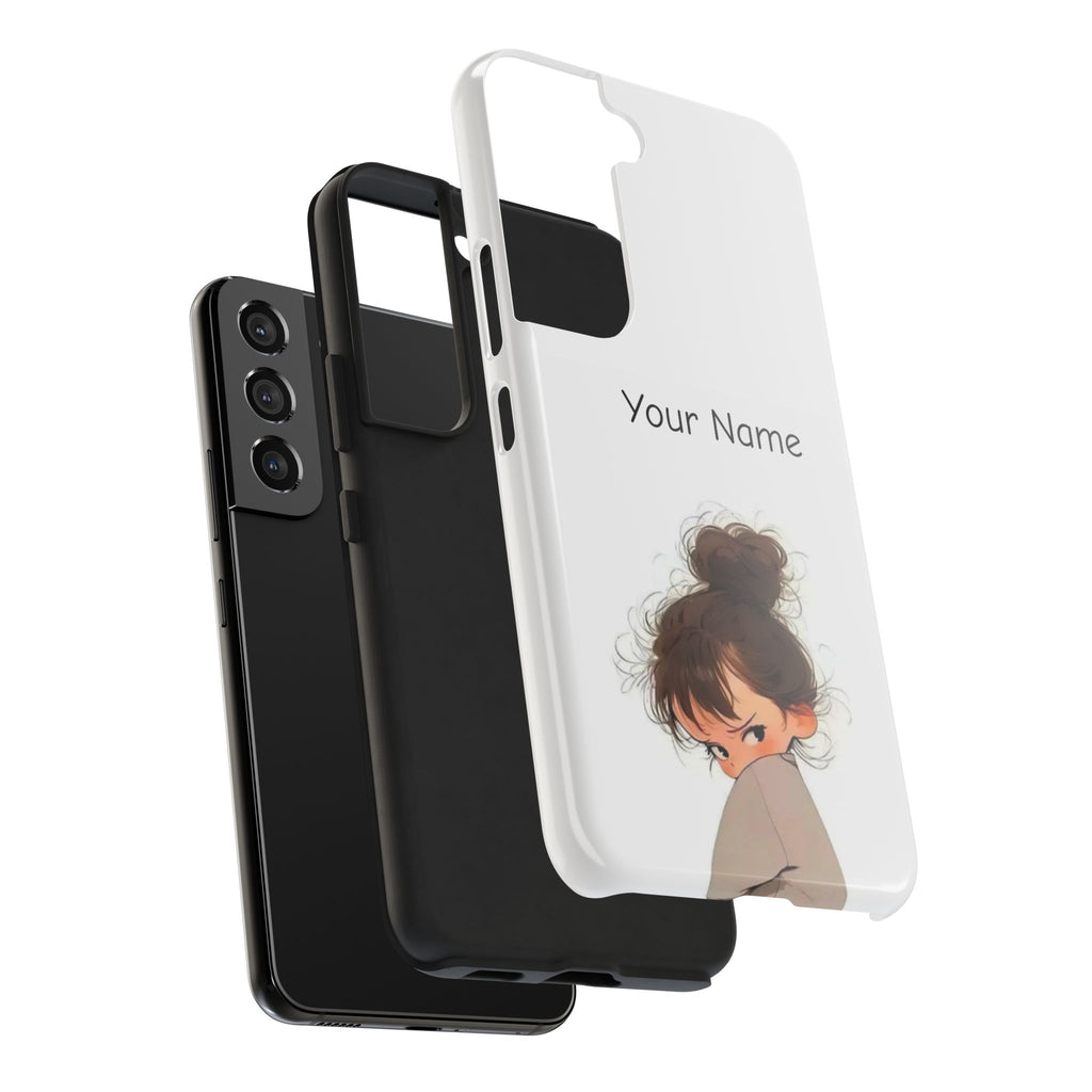 Personalized Cute Girl Tough Phone Case — Custom Name Protective iPhone Case