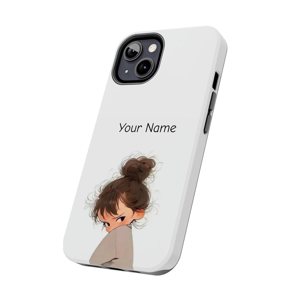 Personalized Cute Girl Tough Phone Case — Custom Name Protective iPhone Case