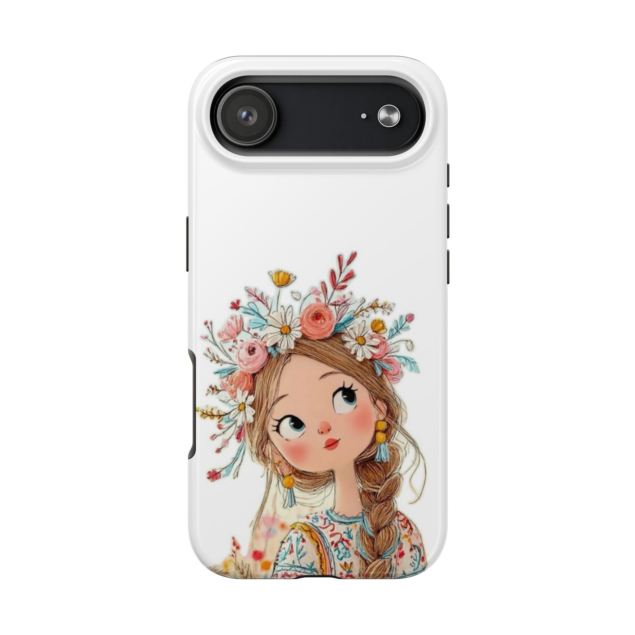 Floral Boho Girl Tough Phone Case — Cute Flower Crown Protection