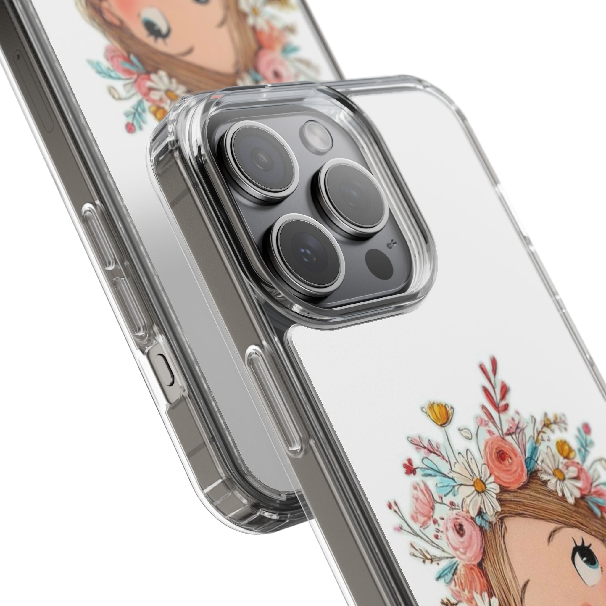 Floral Crown Girl Clear Phone Case