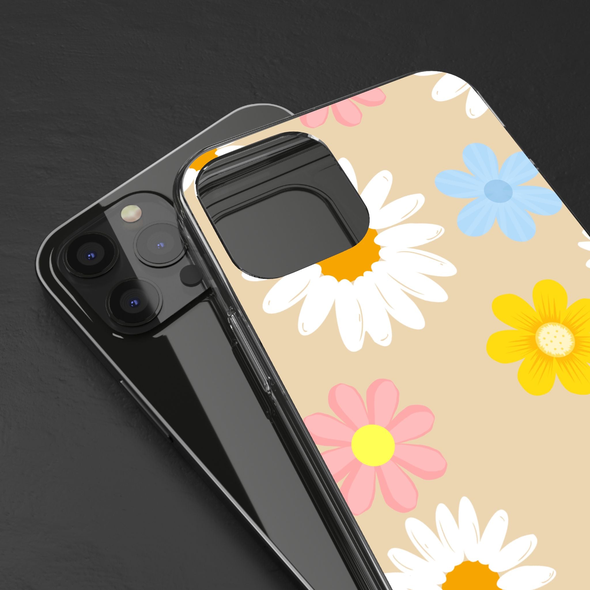 Daisy Floral Clear Phone Case — Pastel Flowers Protective iPhone Cover