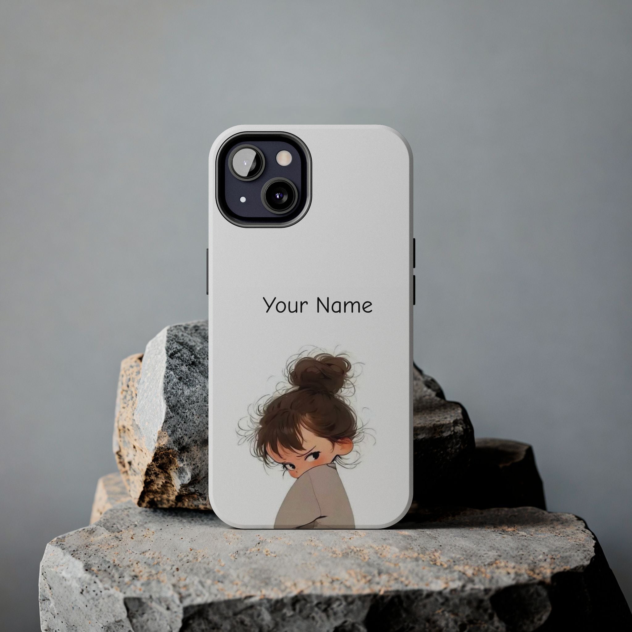 Personalized Cute Girl Tough Phone Case — Custom Name Protective iPhone Case