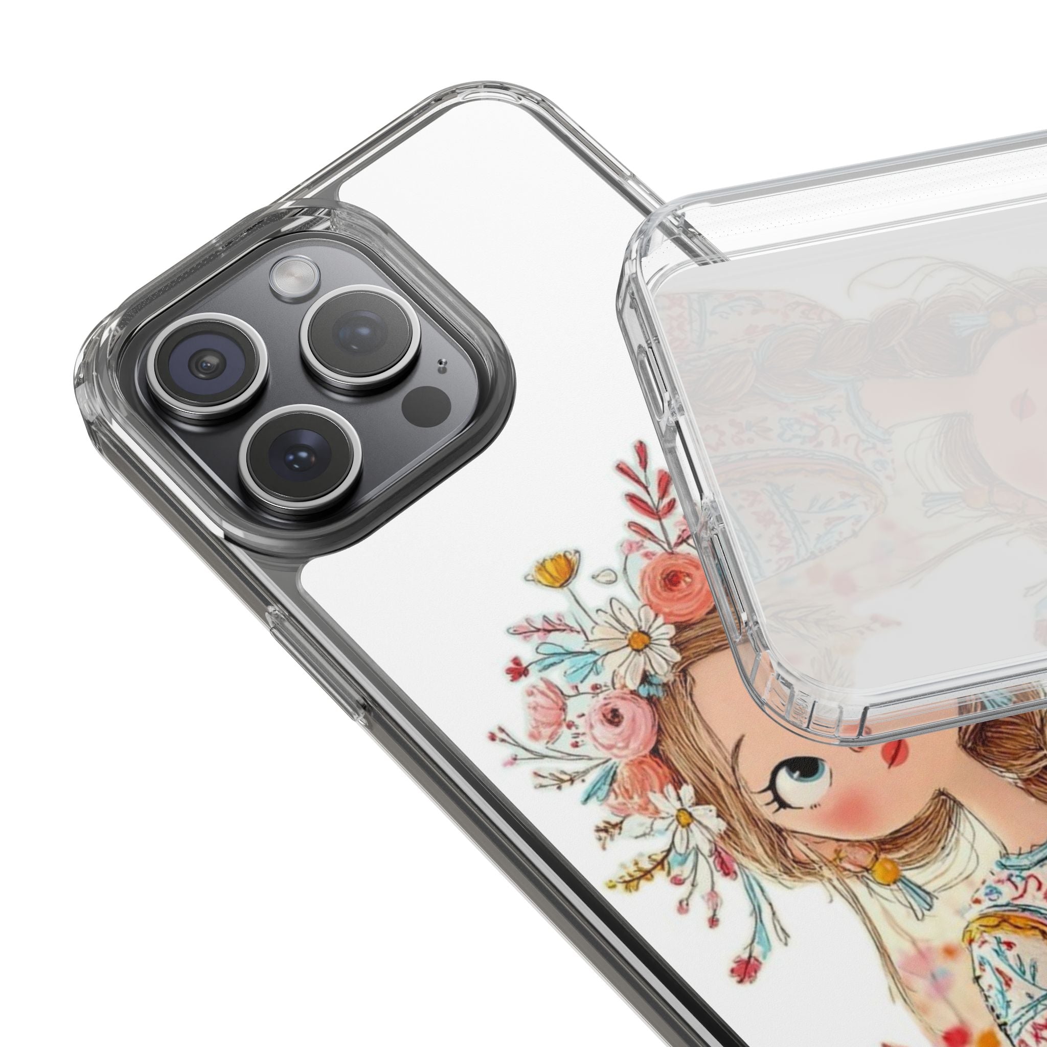 Floral Crown Girl Clear Phone Case