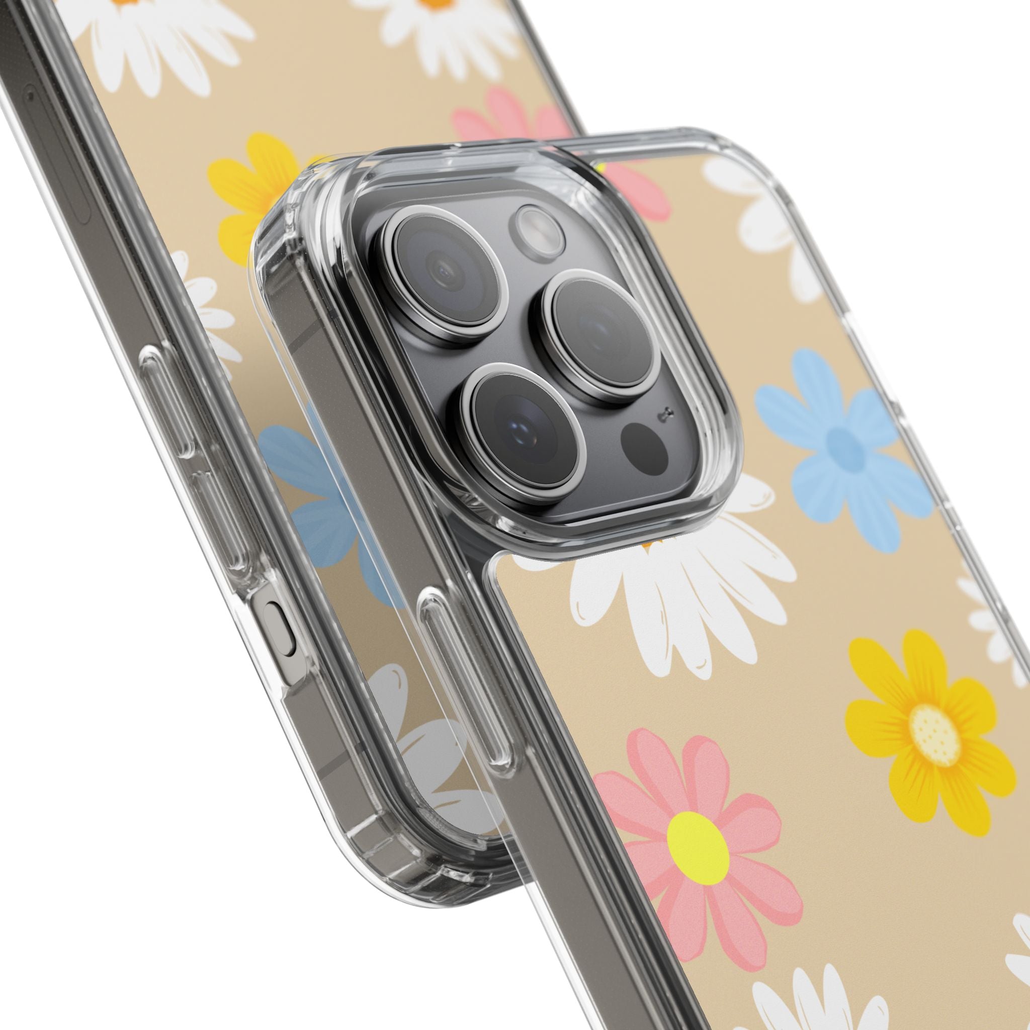 Daisy Floral Clear Phone Case — Pastel Flowers Protective iPhone Cover