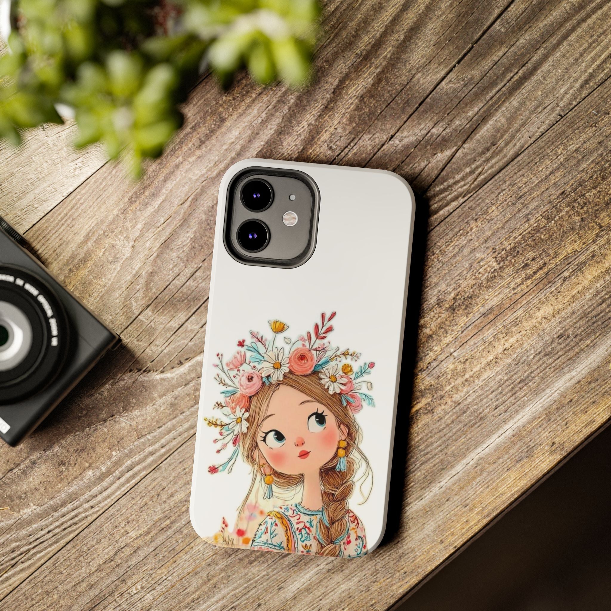 Floral Boho Girl Tough Phone Case — Cute Flower Crown Protection