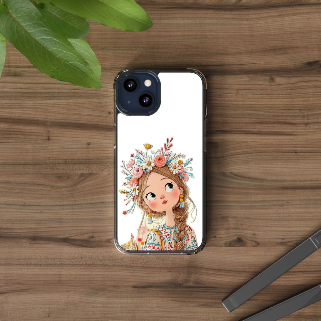 Floral Crown Girl Clear Phone Case