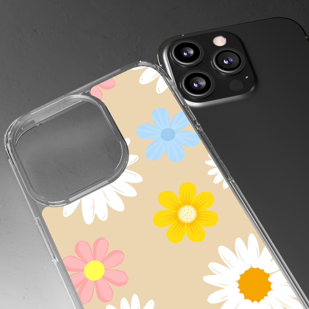 Daisy Floral Clear Phone Case — Pastel Flowers Protective iPhone Cover