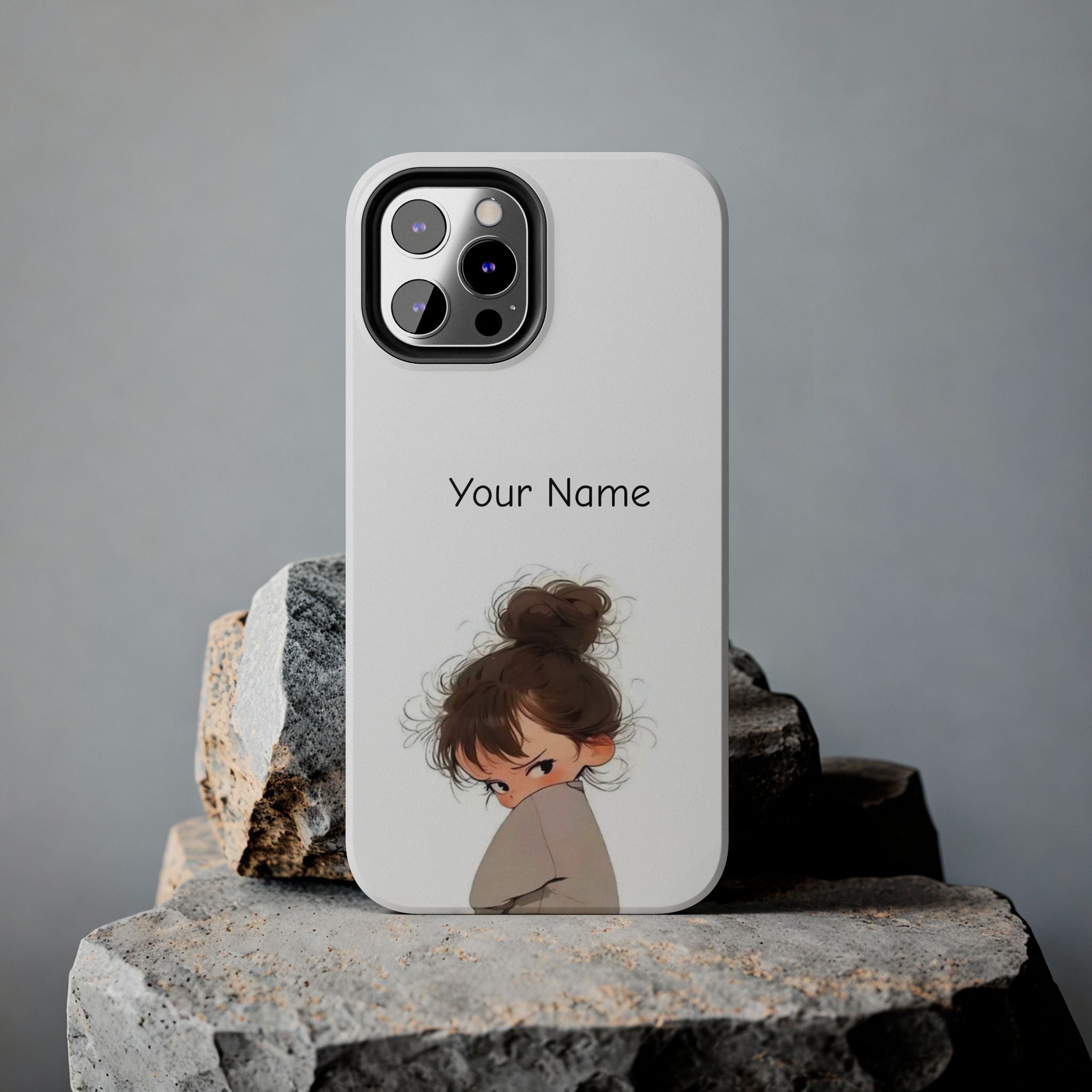 Personalized Cute Girl Tough Phone Case — Custom Name Protective iPhone Case