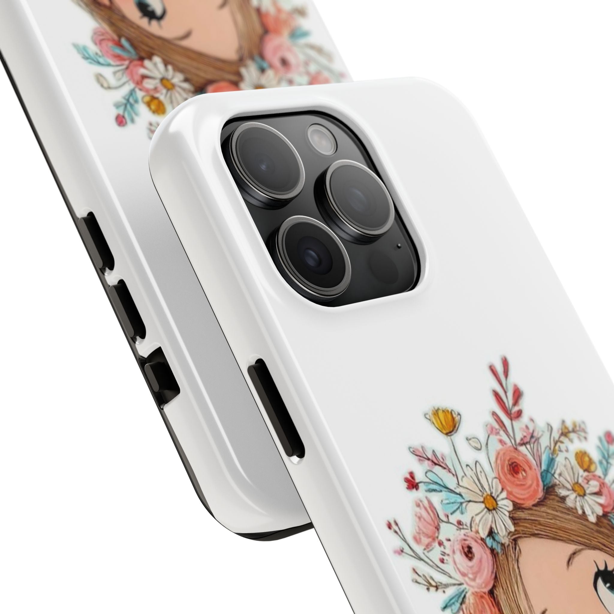Floral Boho Girl Tough Phone Case — Cute Flower Crown Protection
