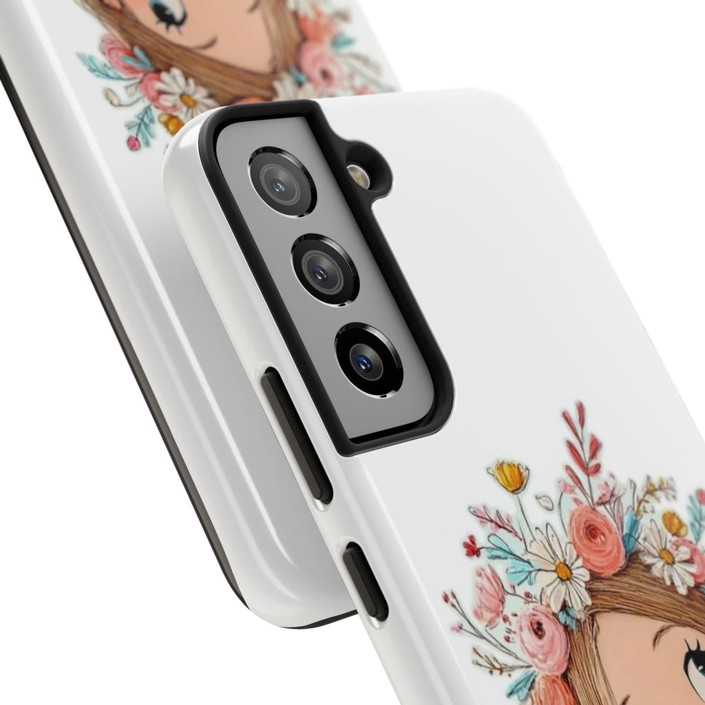 Floral Boho Girl Tough Phone Case — Cute Flower Crown Protection