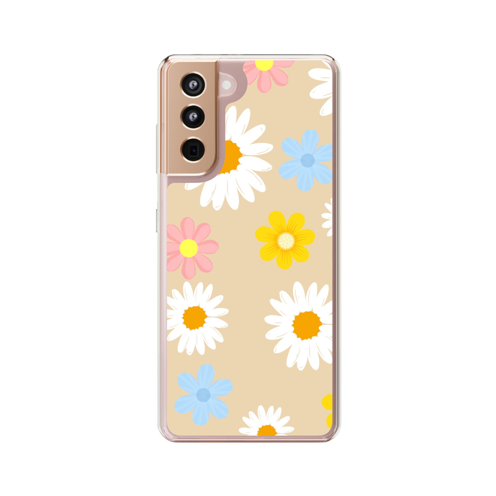 Daisy Floral Clear Phone Case — Pastel Flowers Protective iPhone Cover