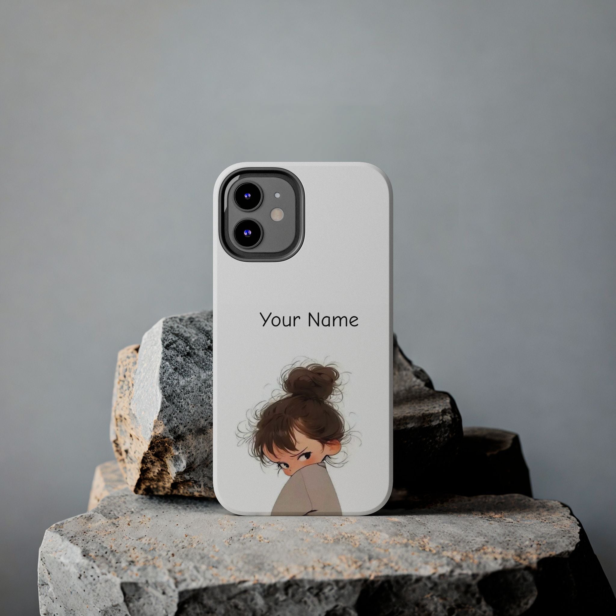 Personalized Cute Girl Tough Phone Case — Custom Name Protective iPhone Case