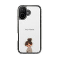 Personalized Clear Phone Case — Cute Girl Illustration with Custom Name