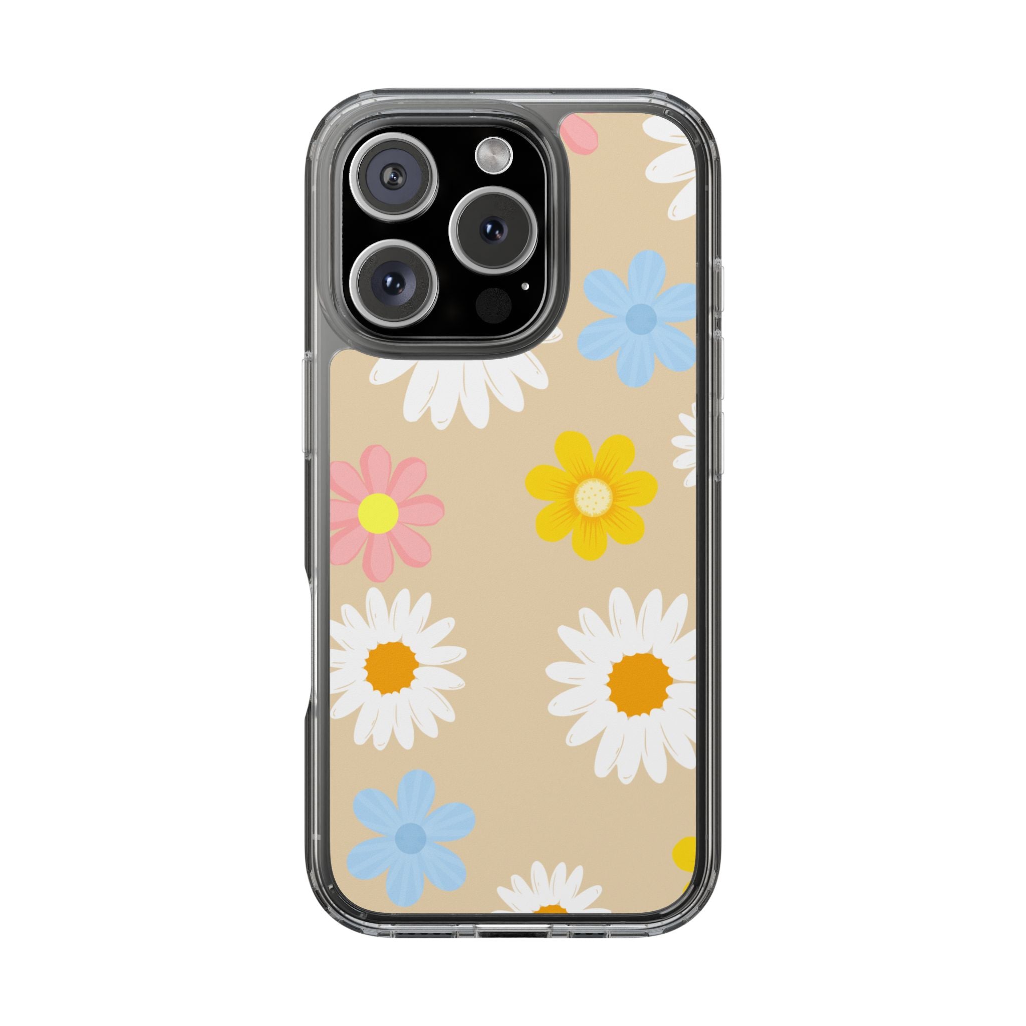 Daisy Floral Clear Phone Case — Pastel Flowers Protective iPhone Cover