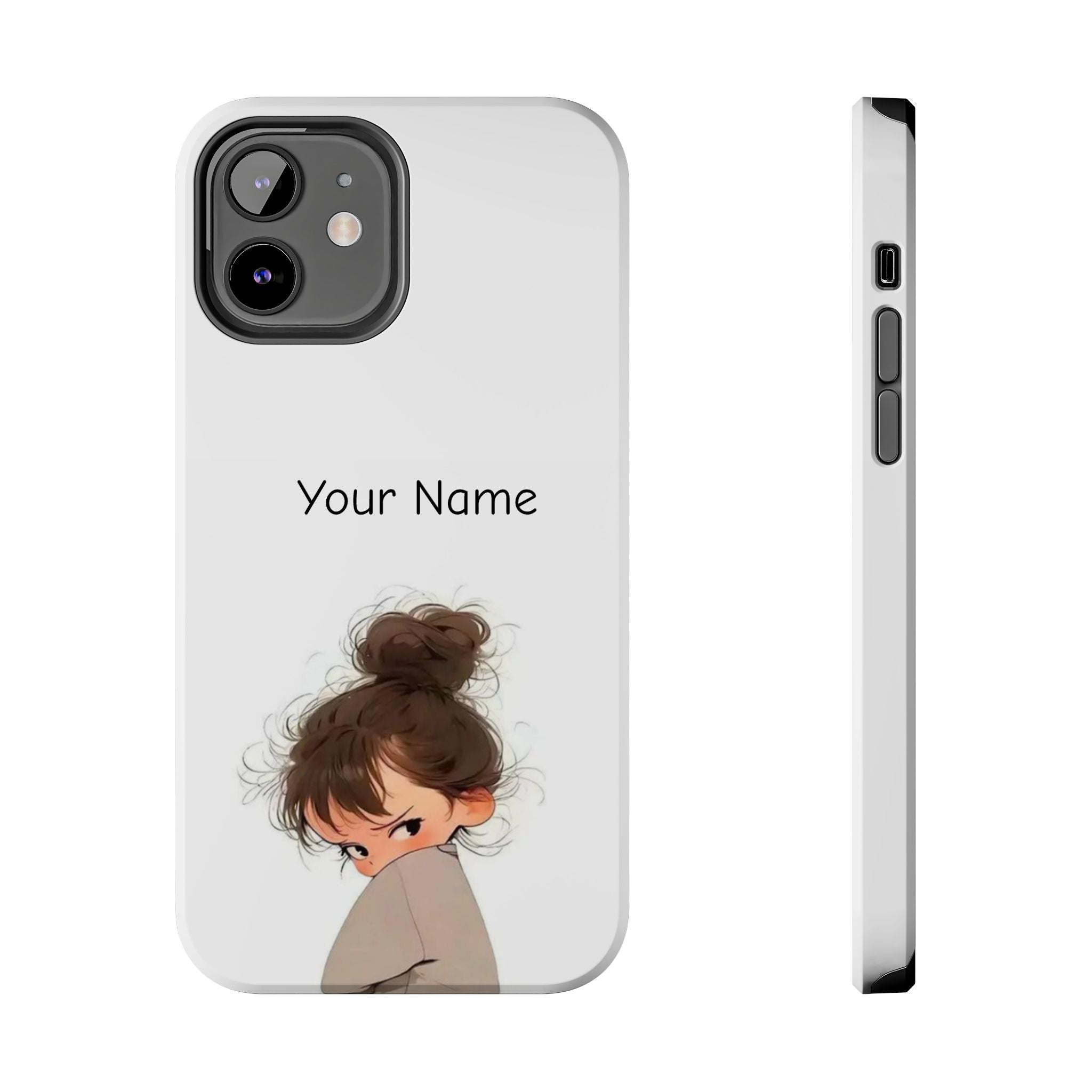Personalized Cute Girl Tough Phone Case — Custom Name Protective iPhone Case