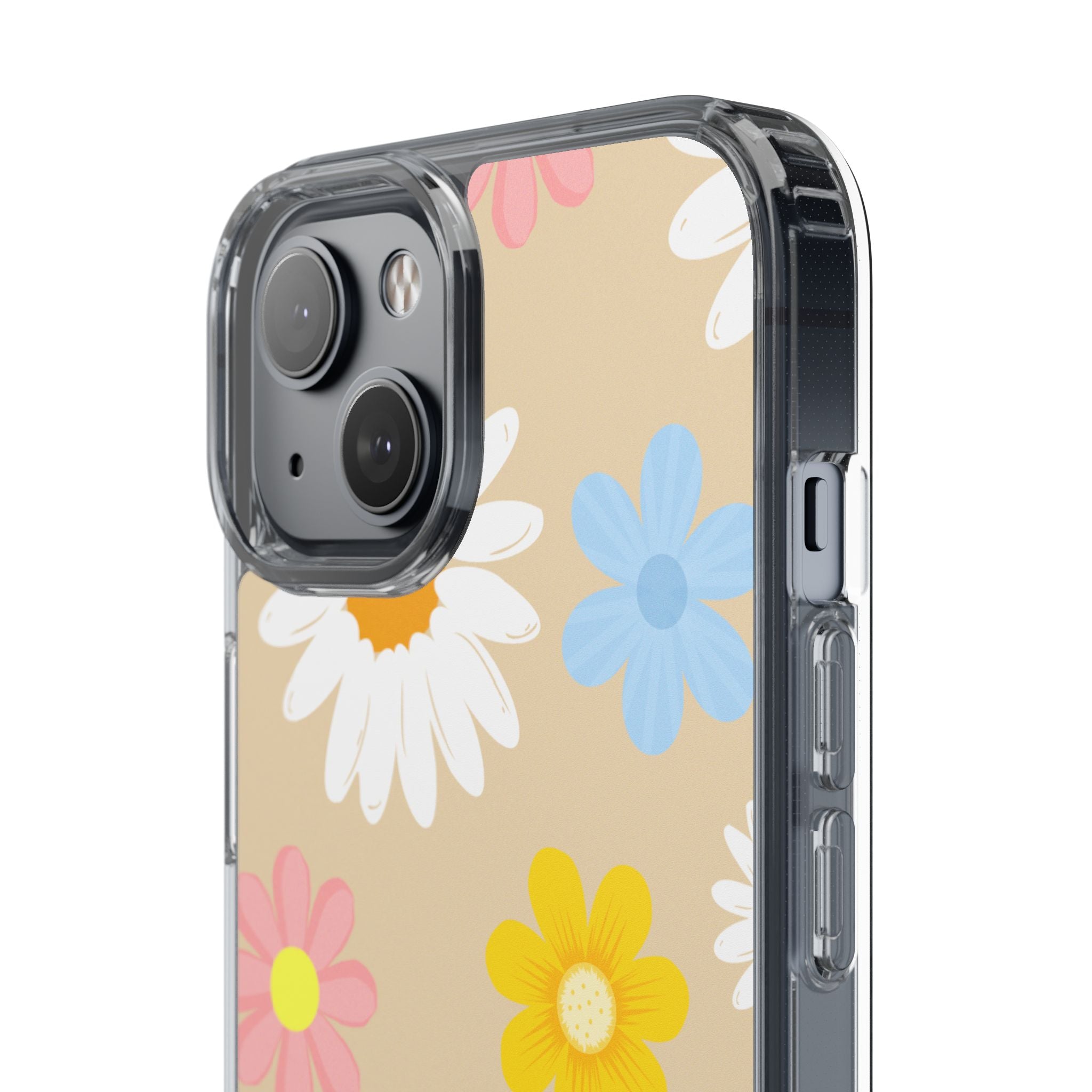 Daisy Floral Clear Phone Case — Pastel Flowers Protective iPhone Cover