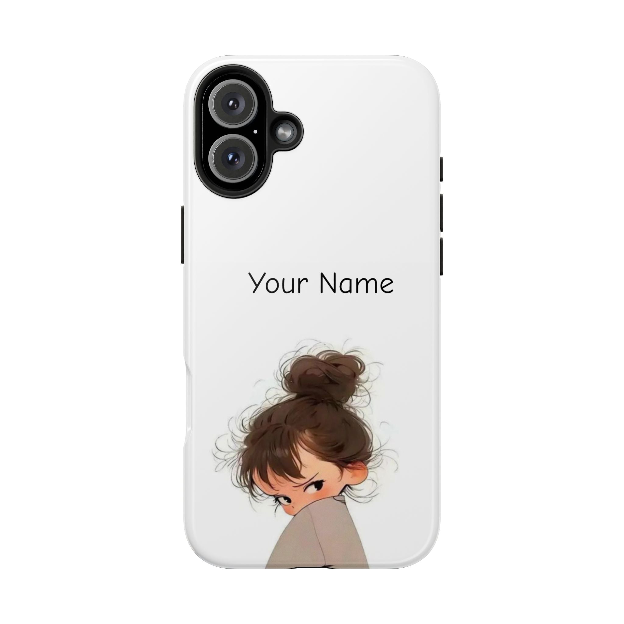 Personalized Cute Girl Tough Phone Case — Custom Name Protective iPhone Case