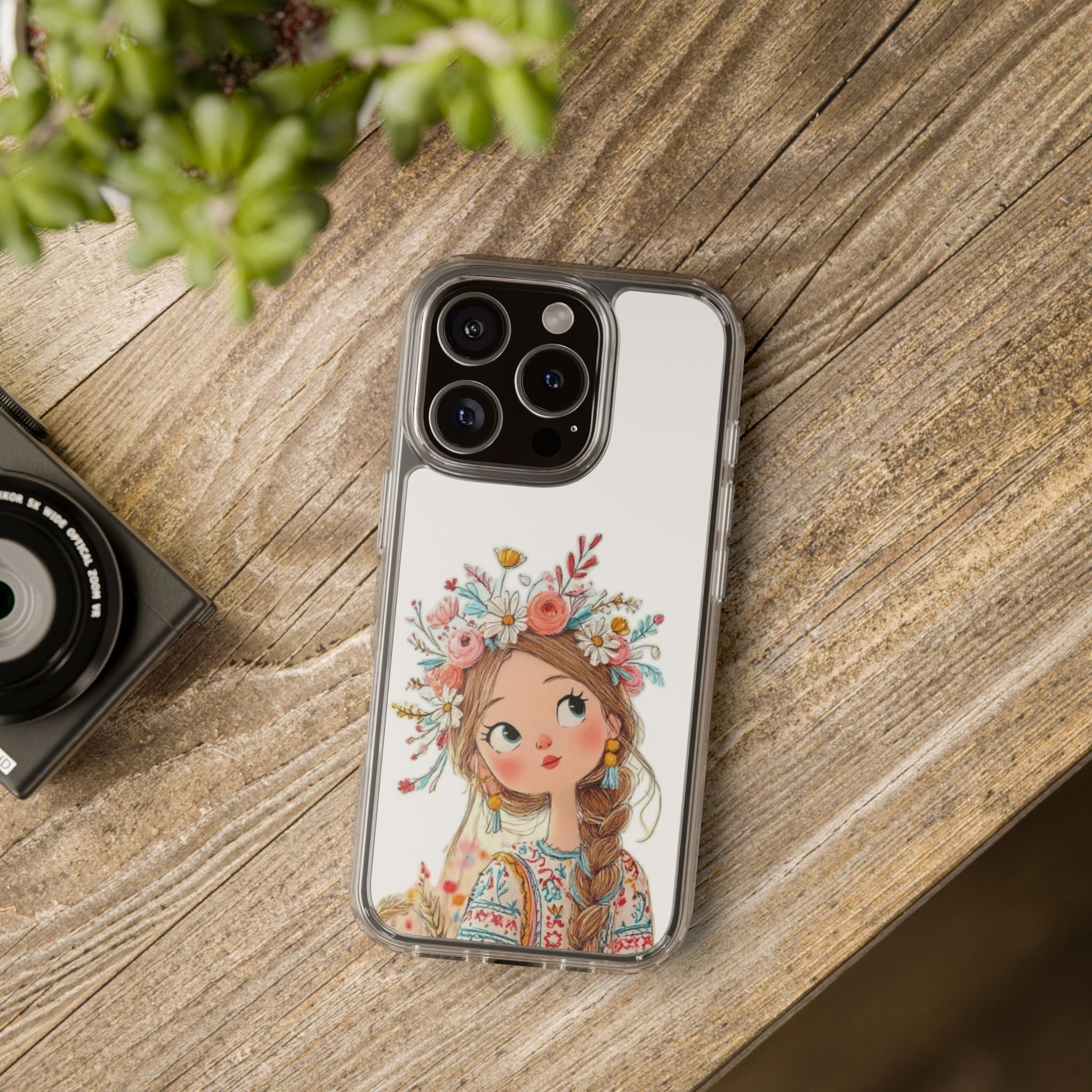 Floral Crown Girl Clear Phone Case