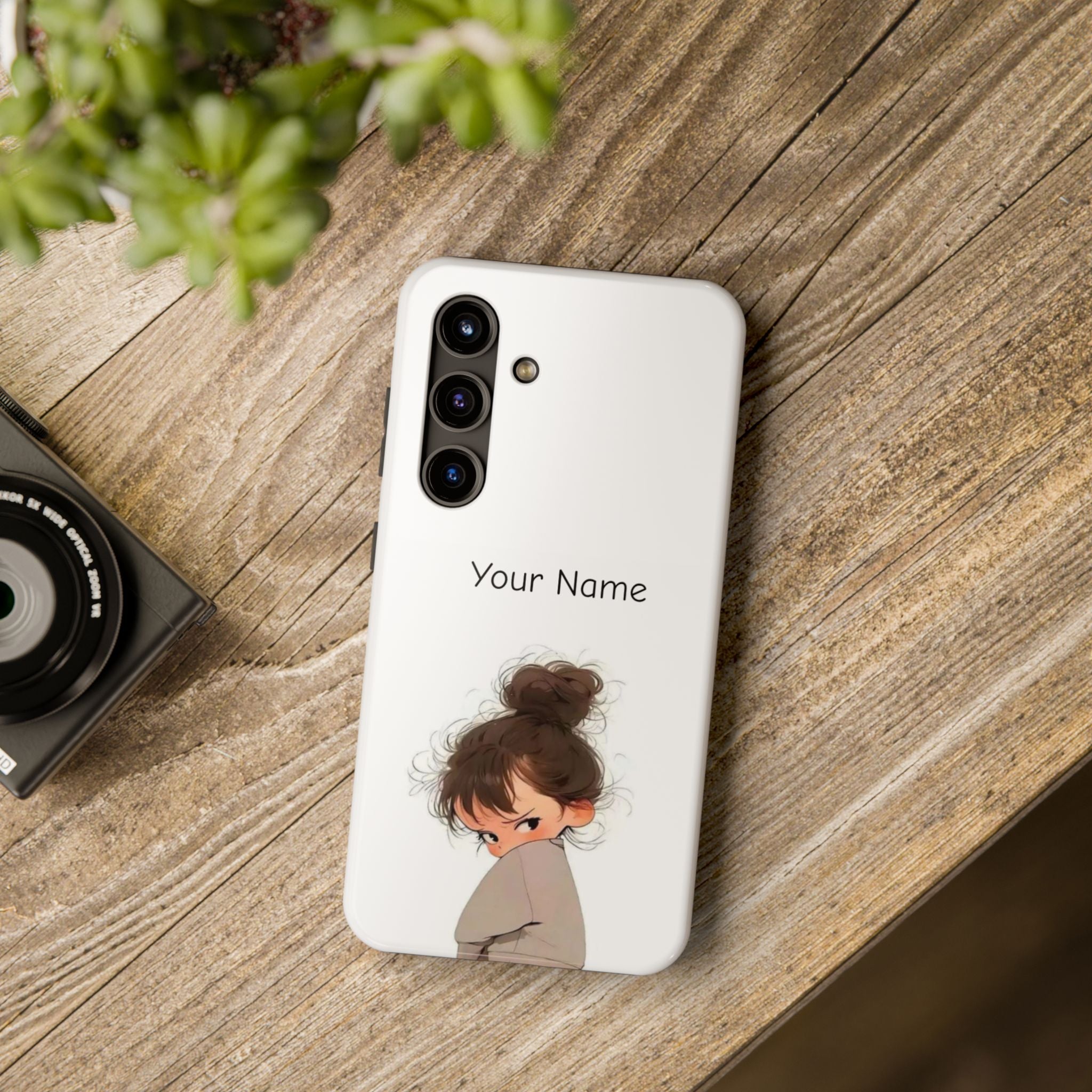 Personalized Cute Girl Tough Phone Case — Custom Name Protective iPhone Case