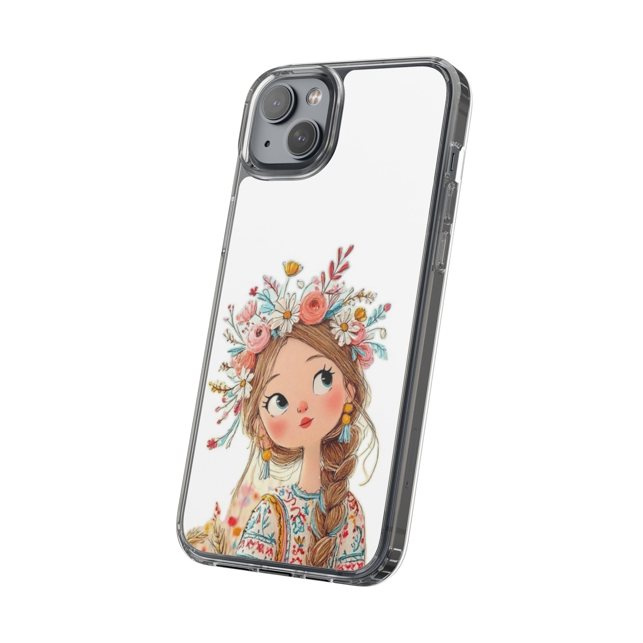 Floral Crown Girl Clear Phone Case
