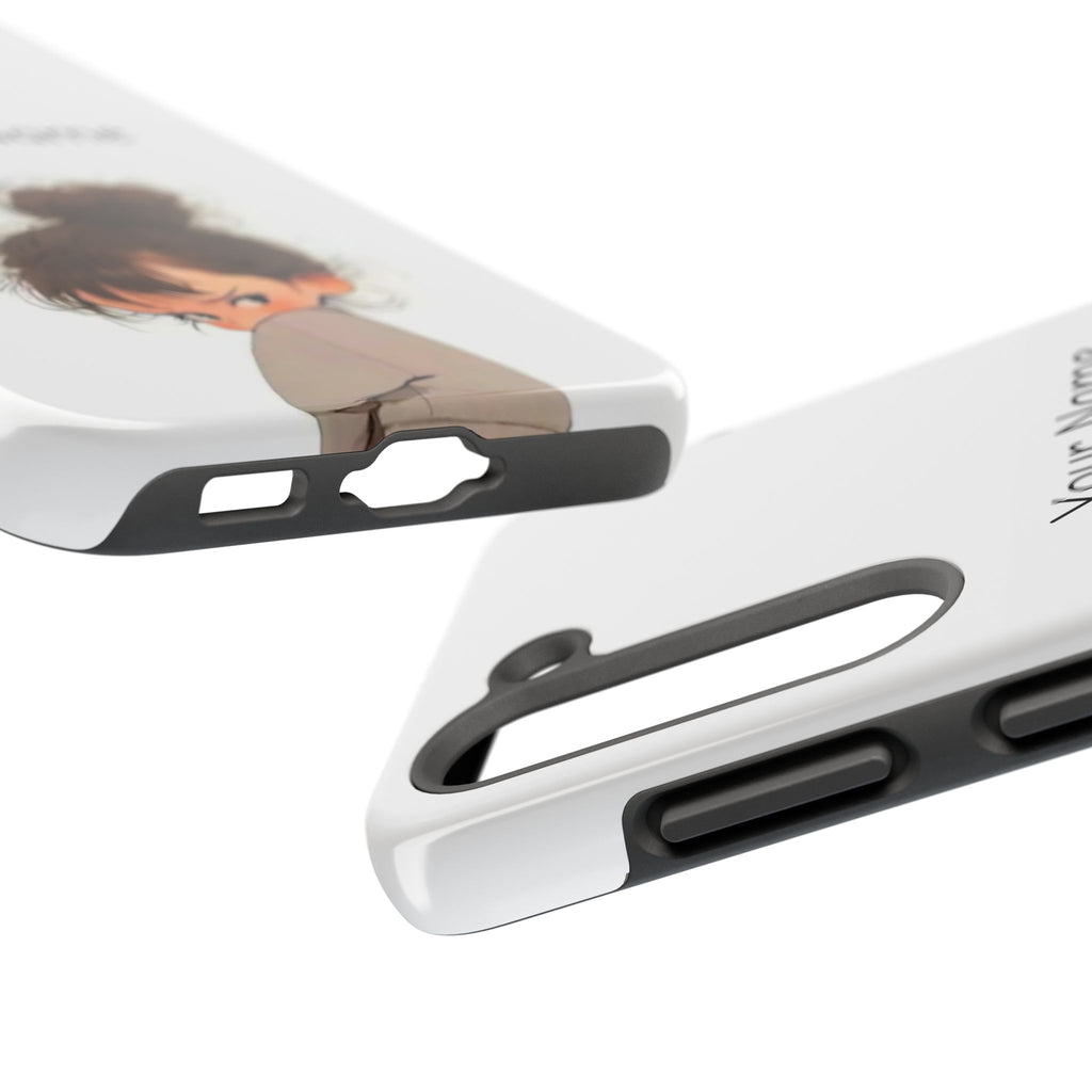 Personalized Cute Girl Tough Phone Case — Custom Name Protective iPhone Case