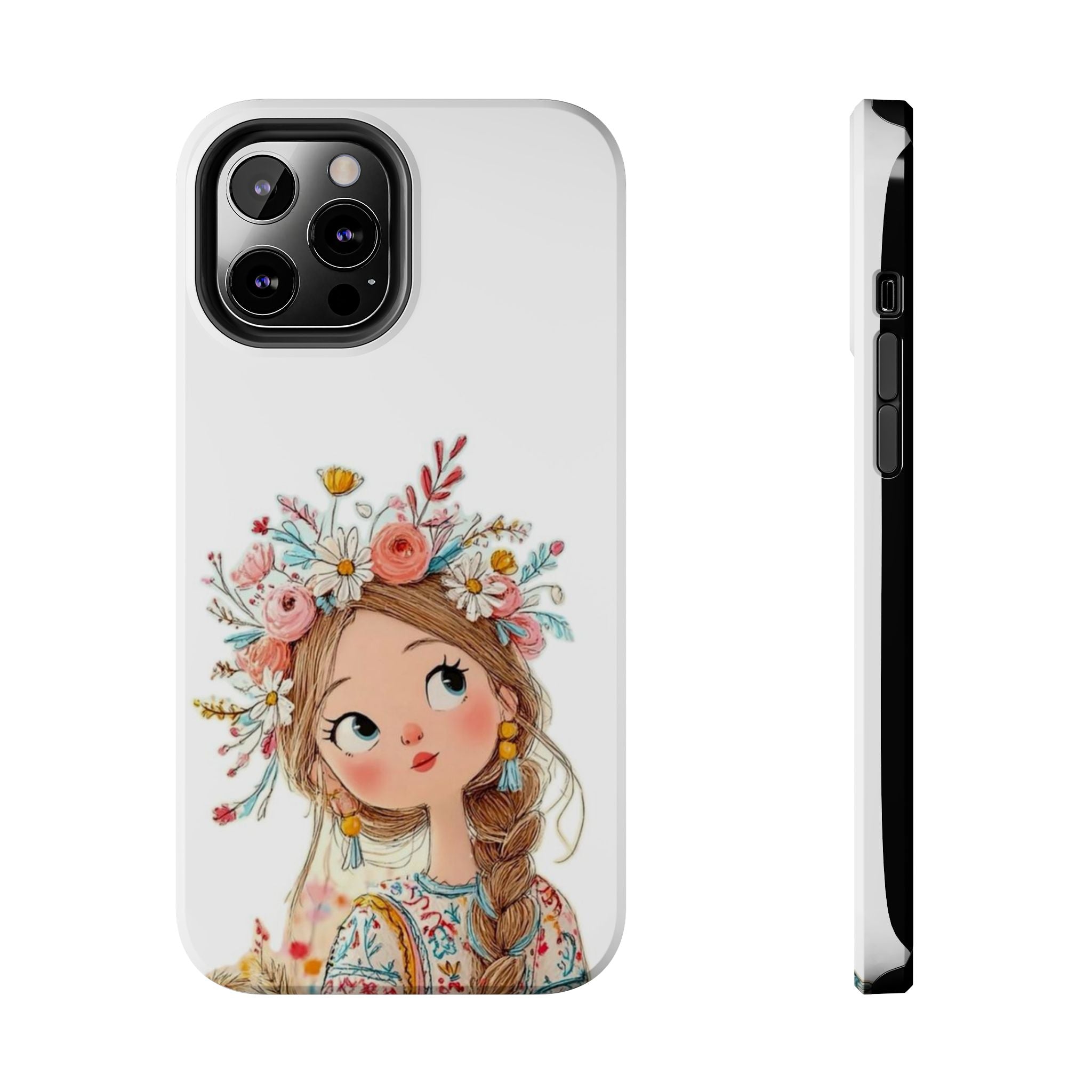 Floral Boho Girl Tough Phone Case — Cute Flower Crown Protection