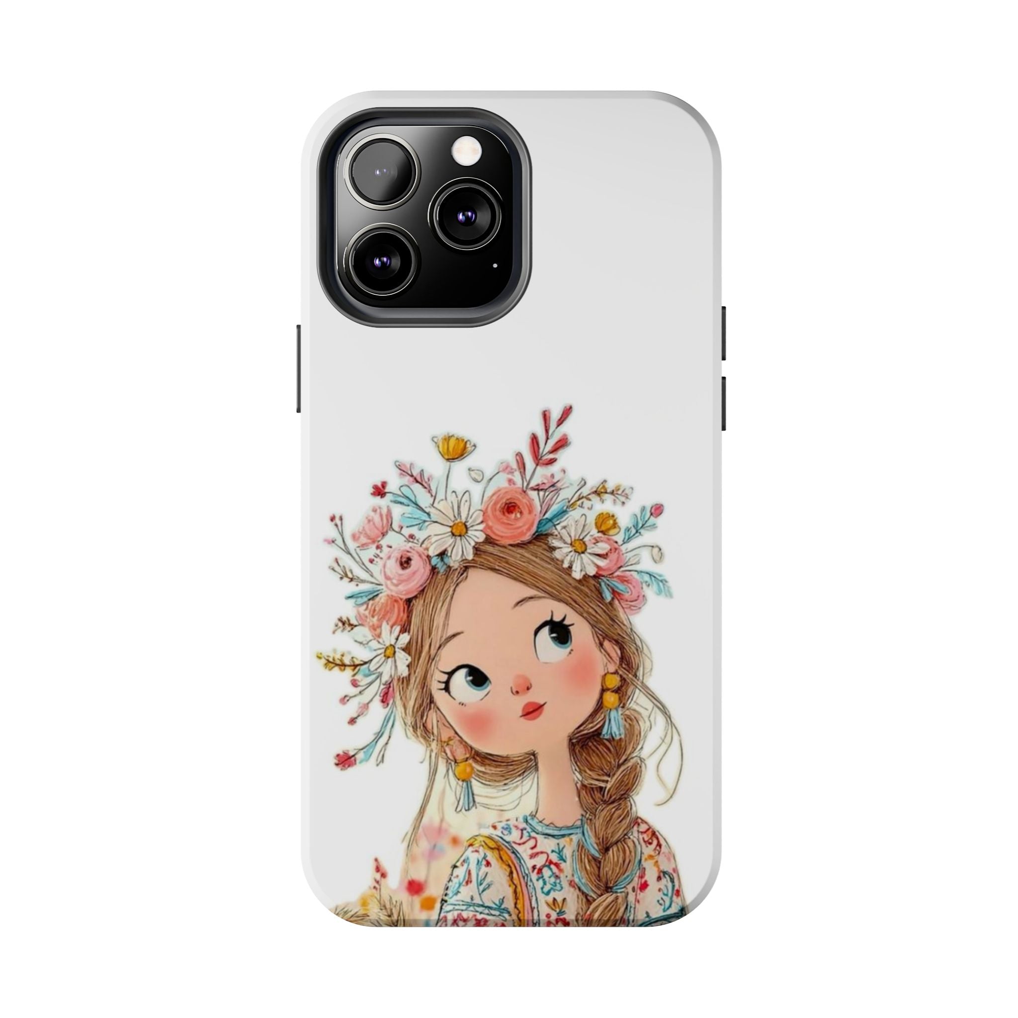 Floral Boho Girl Tough Phone Case — Cute Flower Crown Protection