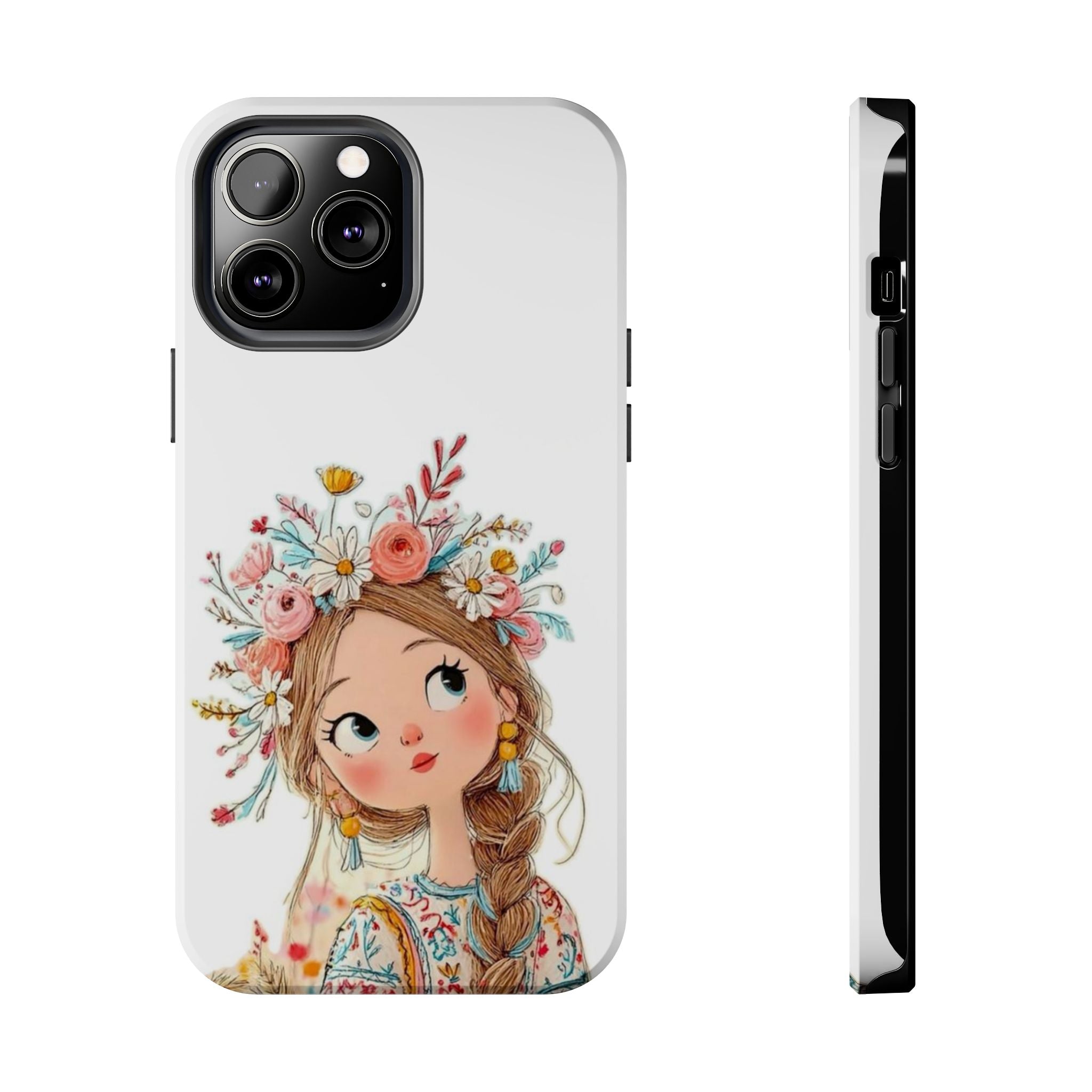 Floral Boho Girl Tough Phone Case — Cute Flower Crown Protection