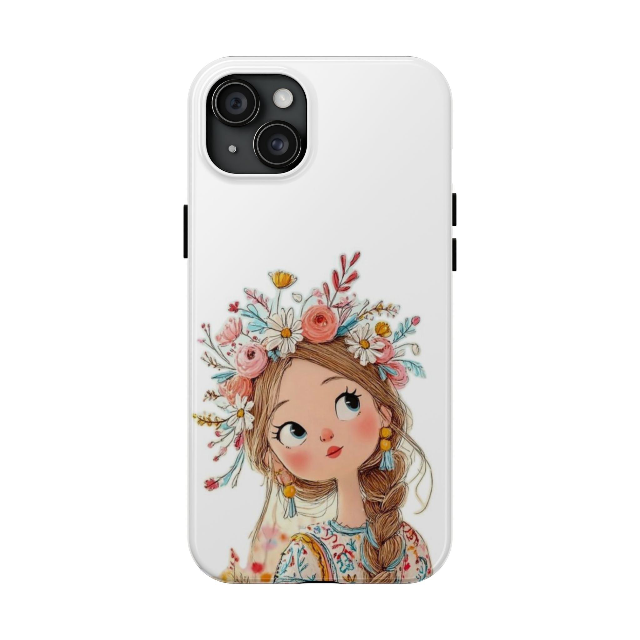 Floral Boho Girl Tough Phone Case — Cute Flower Crown Protection