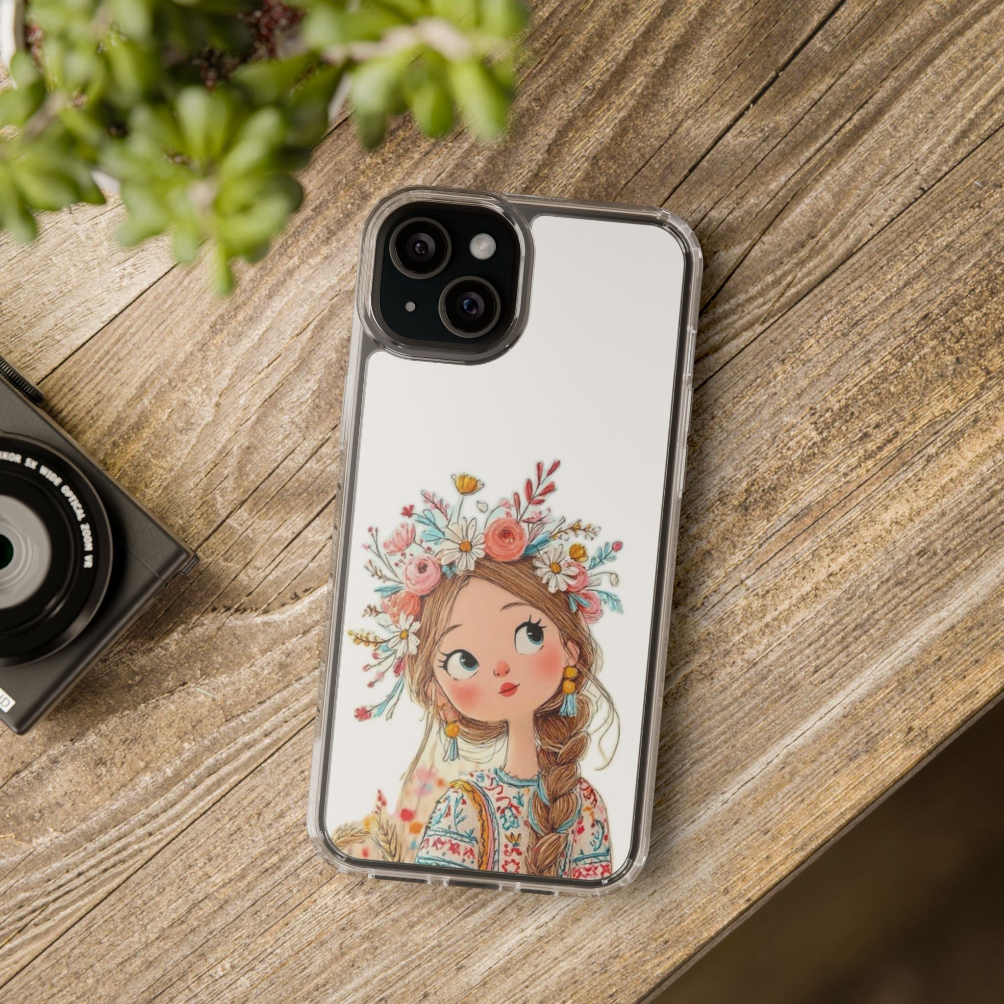 Floral Crown Girl Clear Phone Case