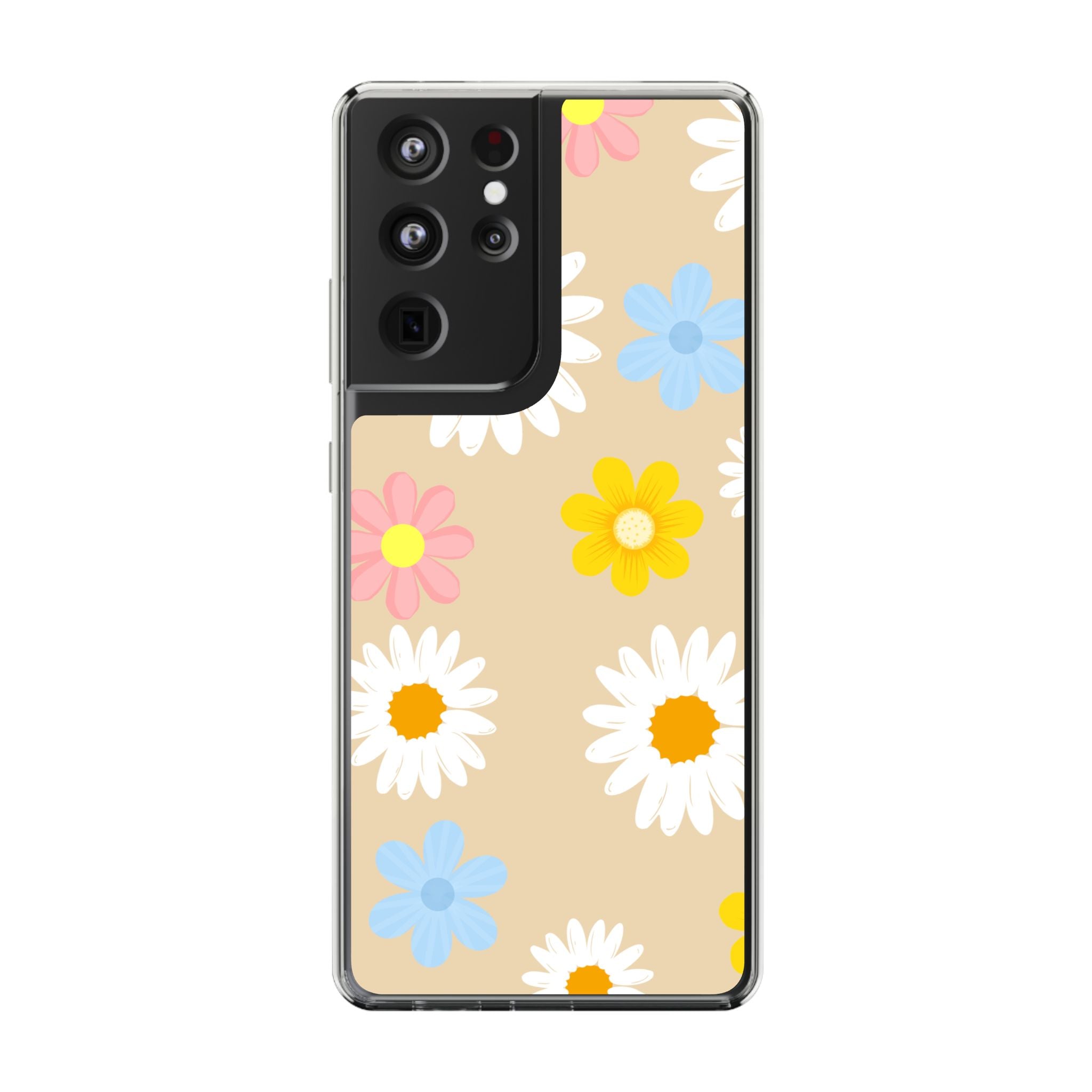 Daisy Floral Clear Phone Case — Pastel Flowers Protective iPhone Cover
