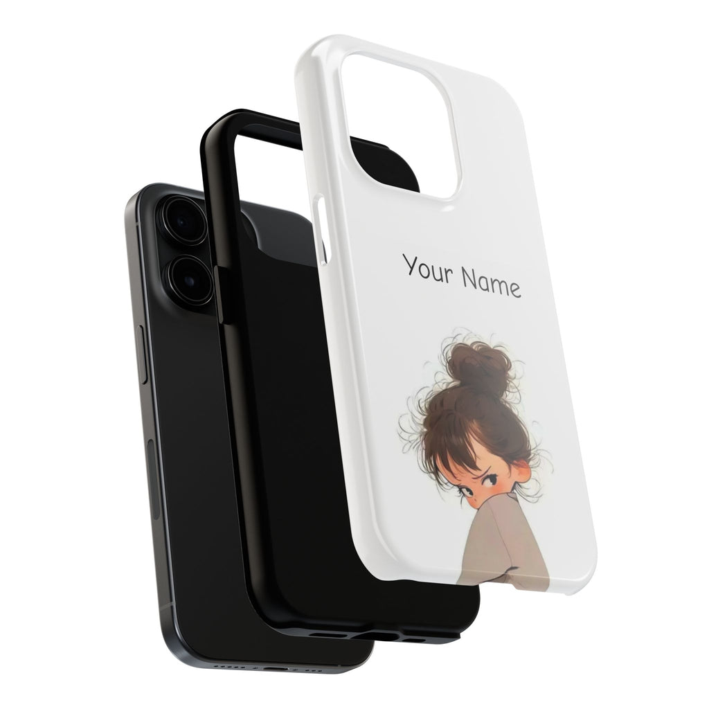 Personalized Cute Girl Tough Phone Case — Custom Name Protective iPhone Case