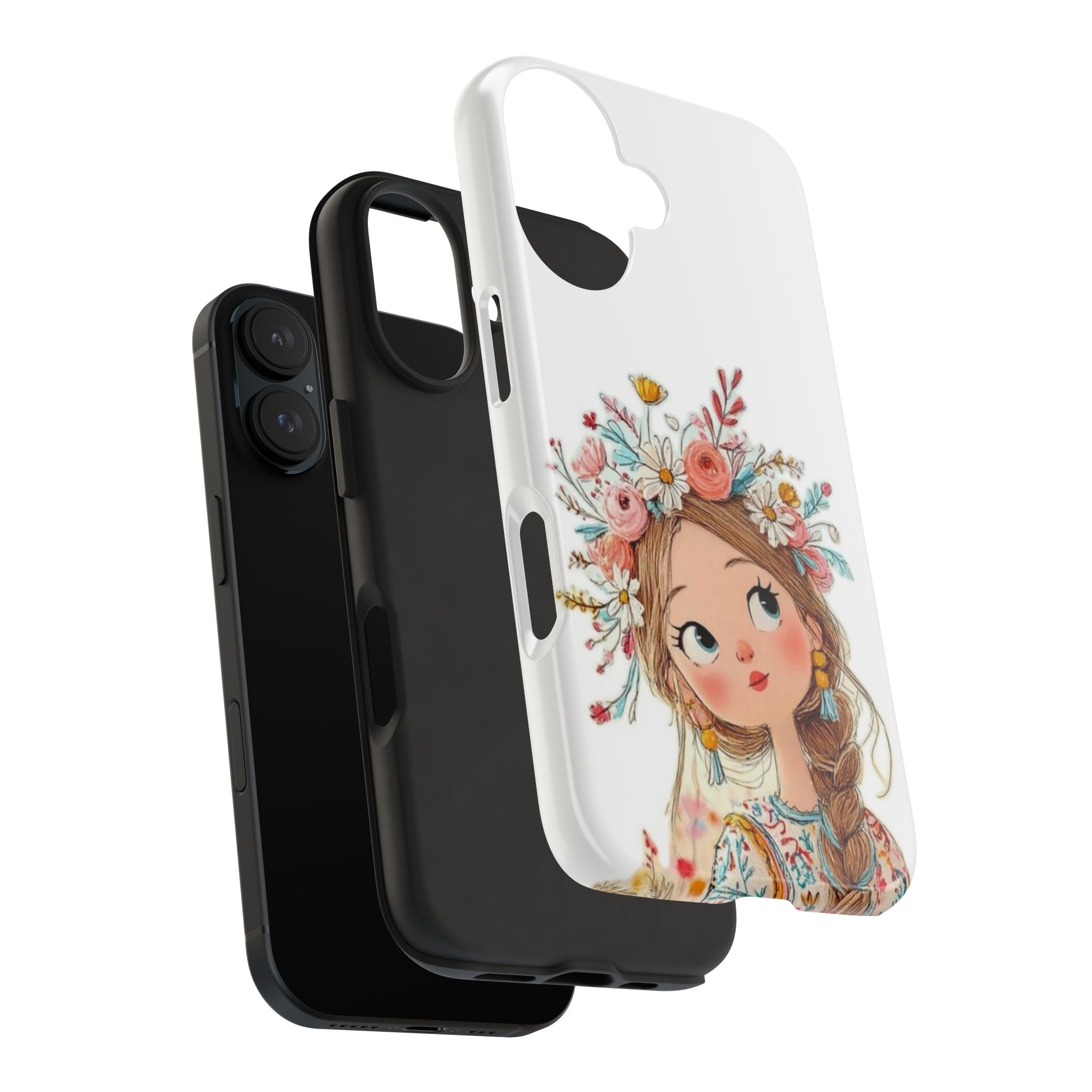 Floral Boho Girl Tough Phone Case — Cute Flower Crown Protection