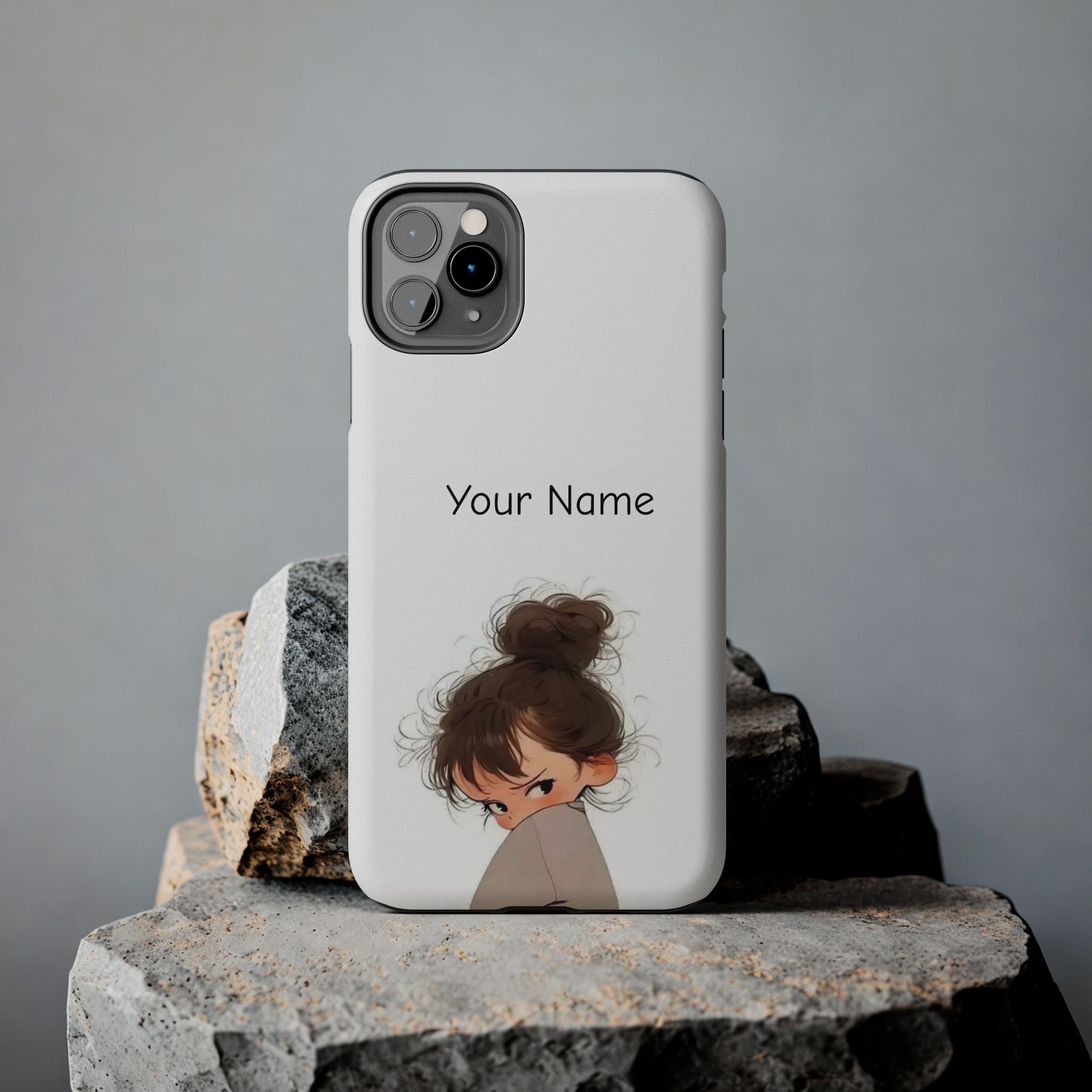 Personalized Cute Girl Tough Phone Case — Custom Name Protective iPhone Case