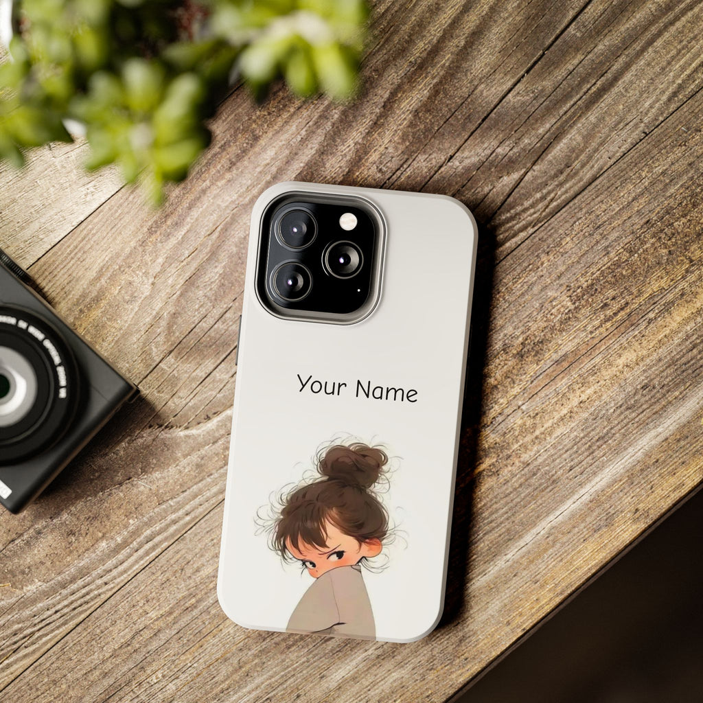 Personalized Cute Girl Tough Phone Case — Custom Name Protective iPhone Case