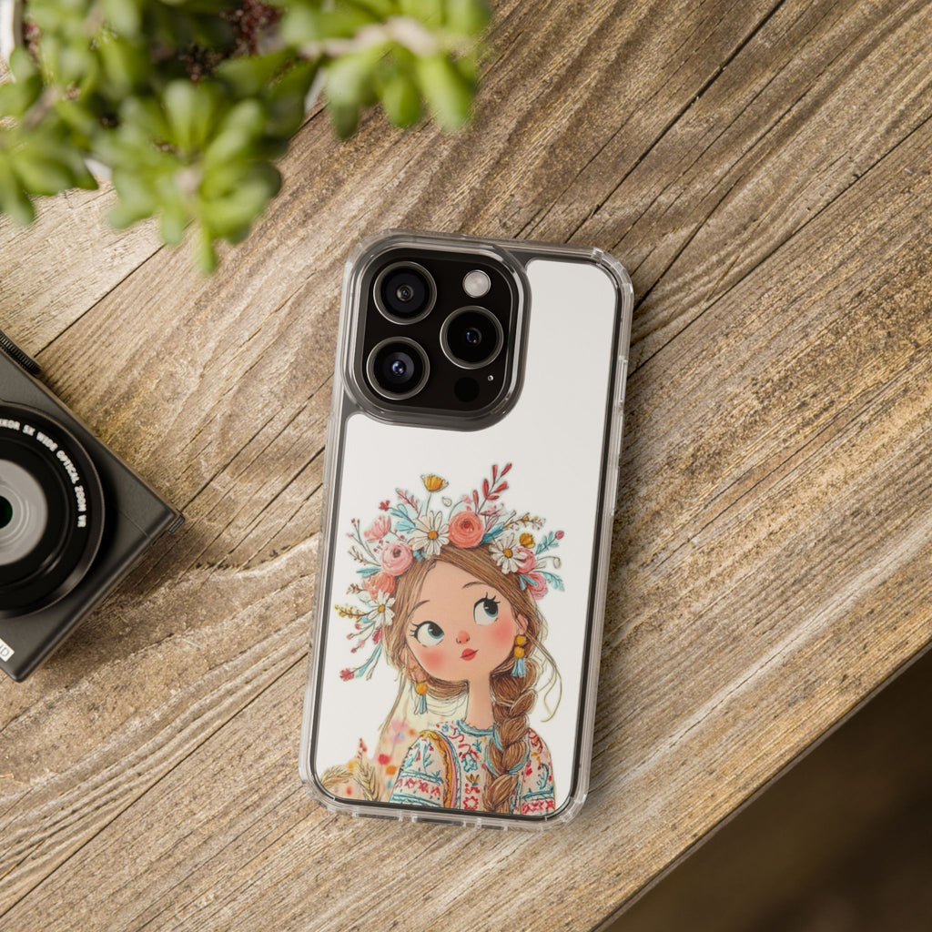 Floral Crown Girl Clear Phone Case