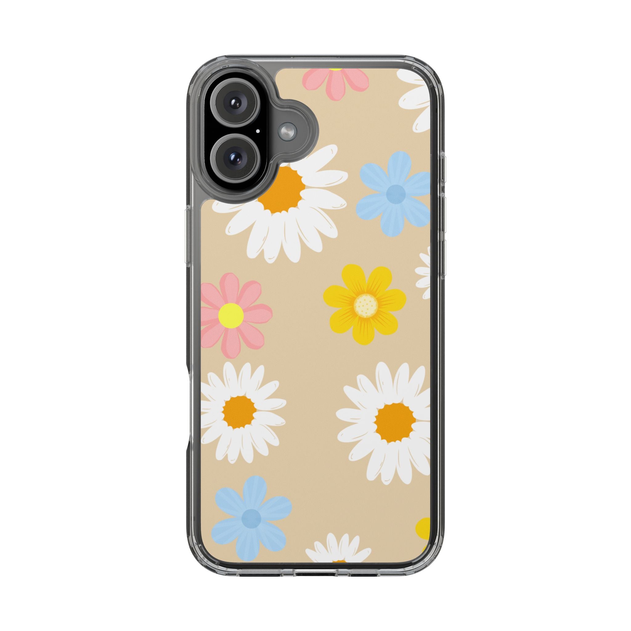 Daisy Floral Clear Phone Case — Pastel Flowers Protective iPhone Cover