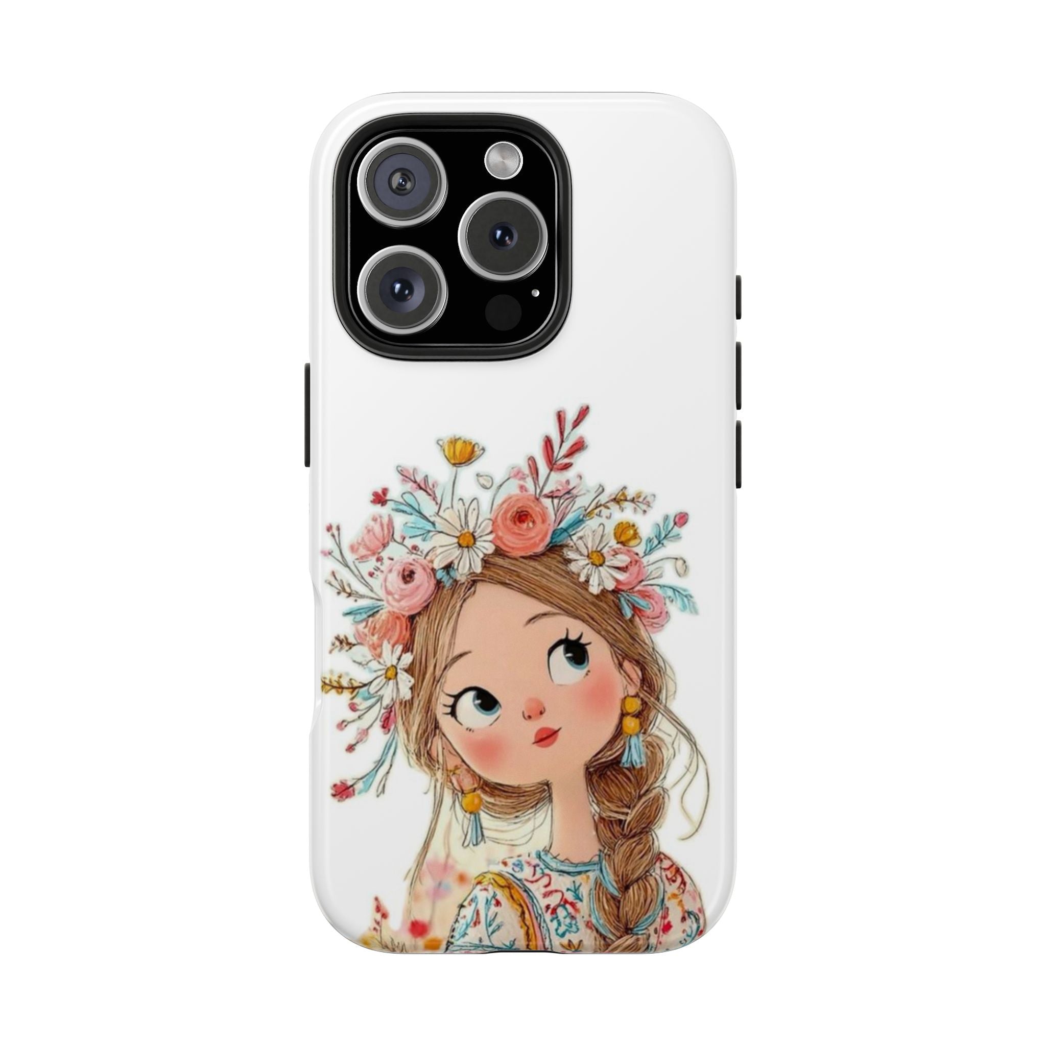 Floral Boho Girl Tough Phone Case — Cute Flower Crown Protection
