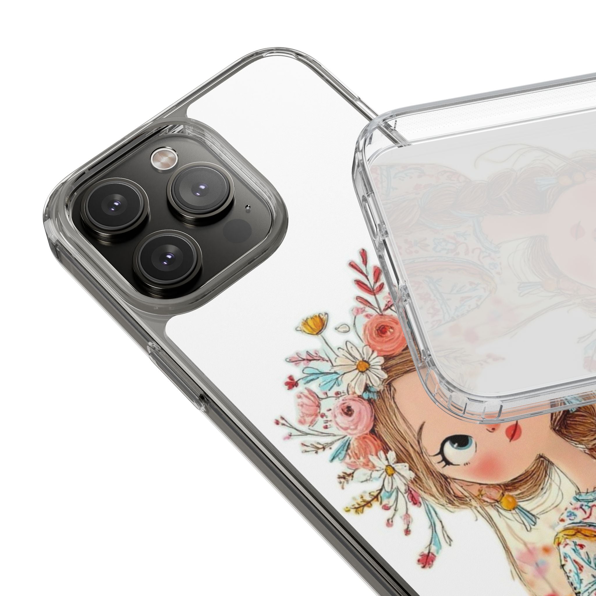 Floral Crown Girl Clear Phone Case
