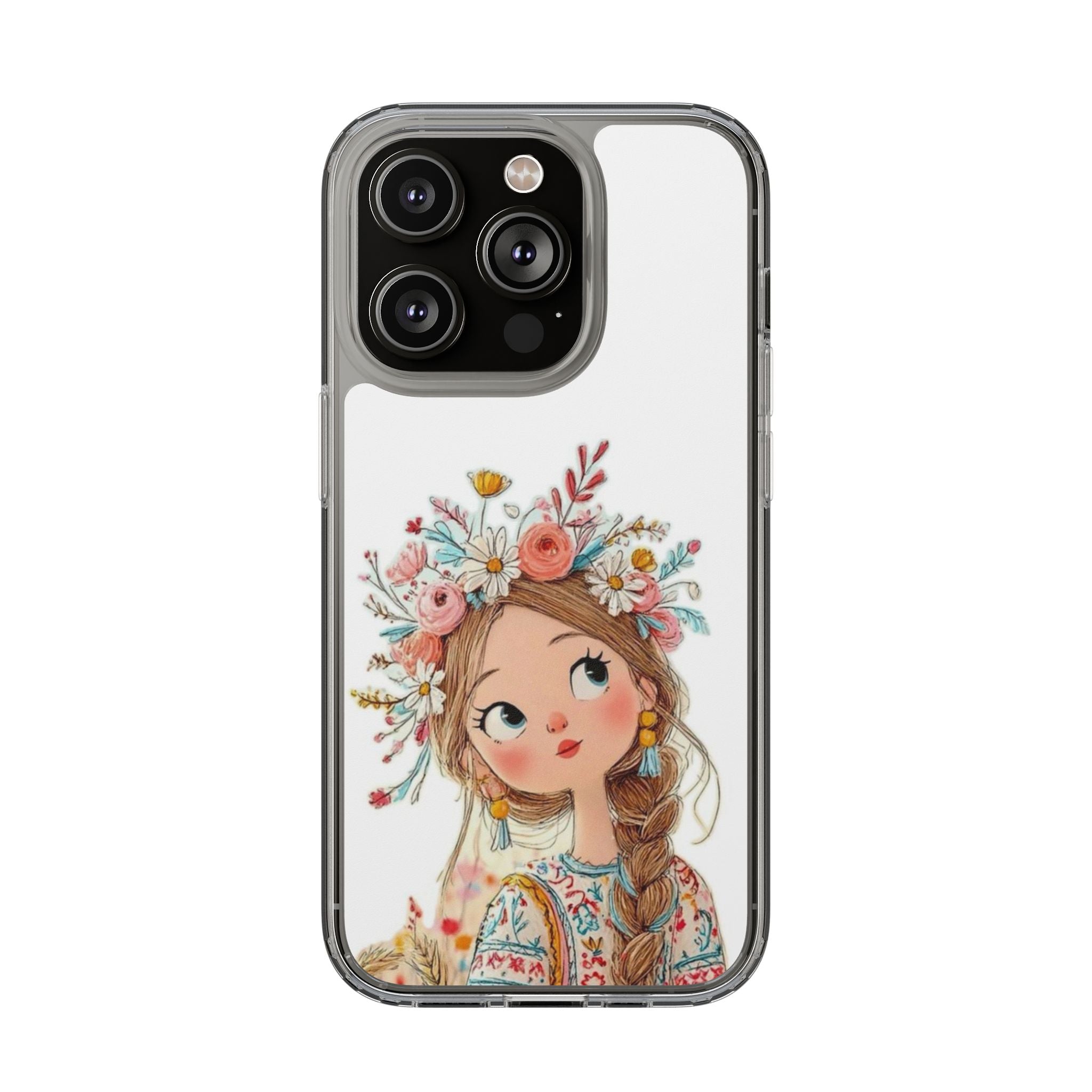 Floral Crown Girl Clear Phone Case