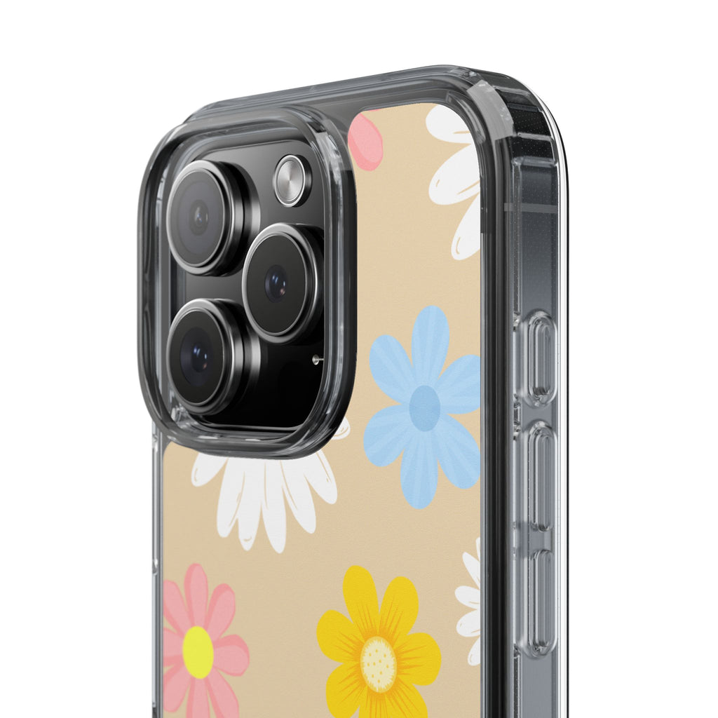 Daisy Floral Clear Phone Case — Pastel Flowers Protective iPhone Cover