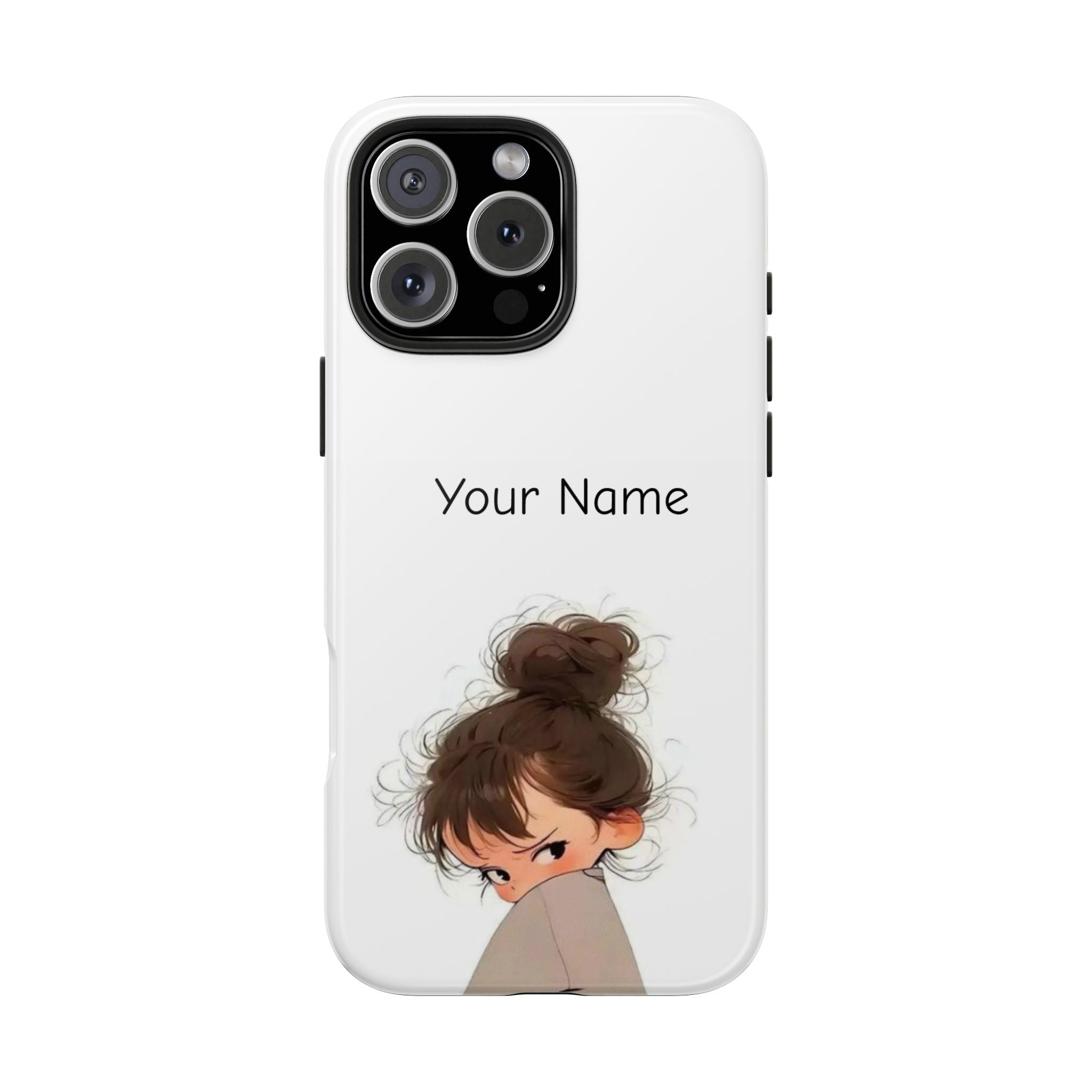 Personalized Cute Girl Tough Phone Case — Custom Name Protective iPhone Case
