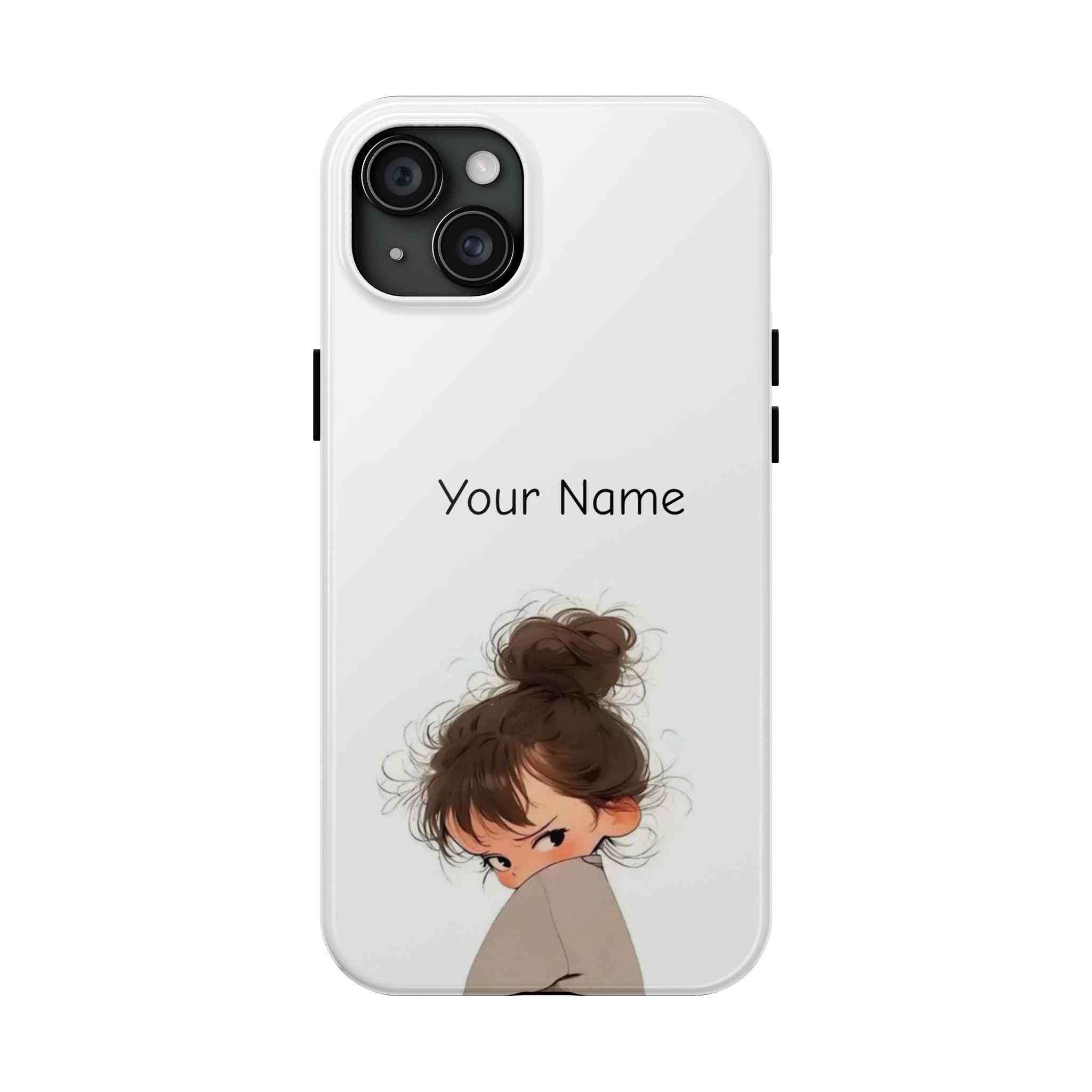 Personalized Cute Girl Tough Phone Case — Custom Name Protective iPhone Case
